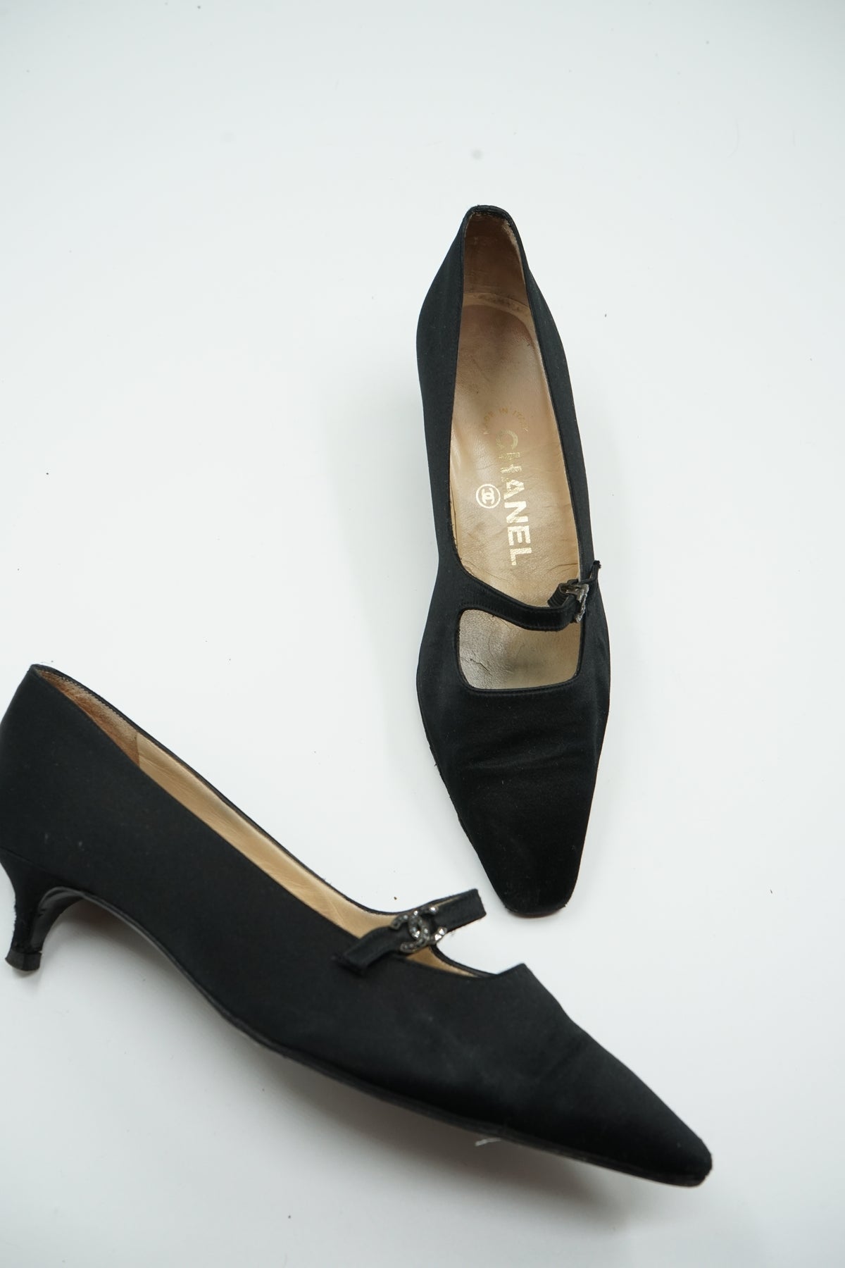 Chanel CC Satin Kitten Heels