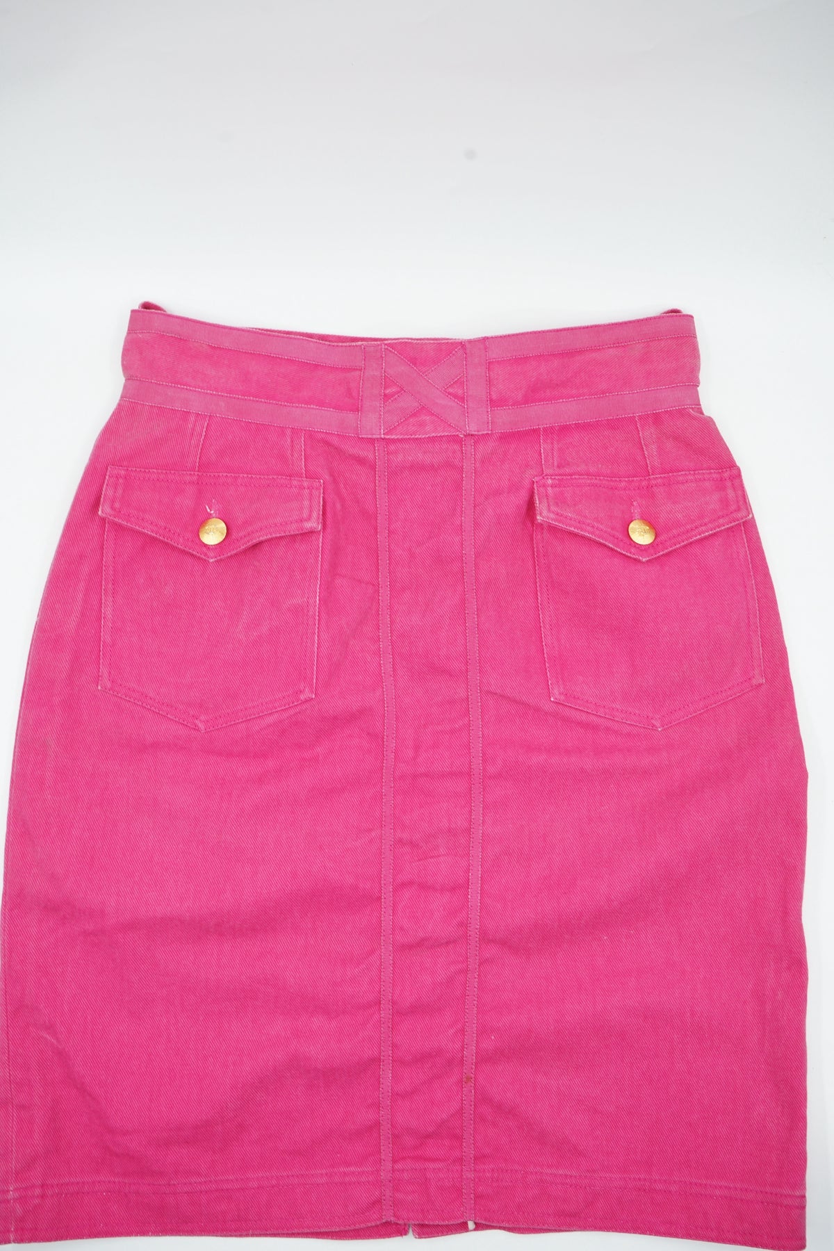 Chanel Denim Pencil Midi Skirt Pink