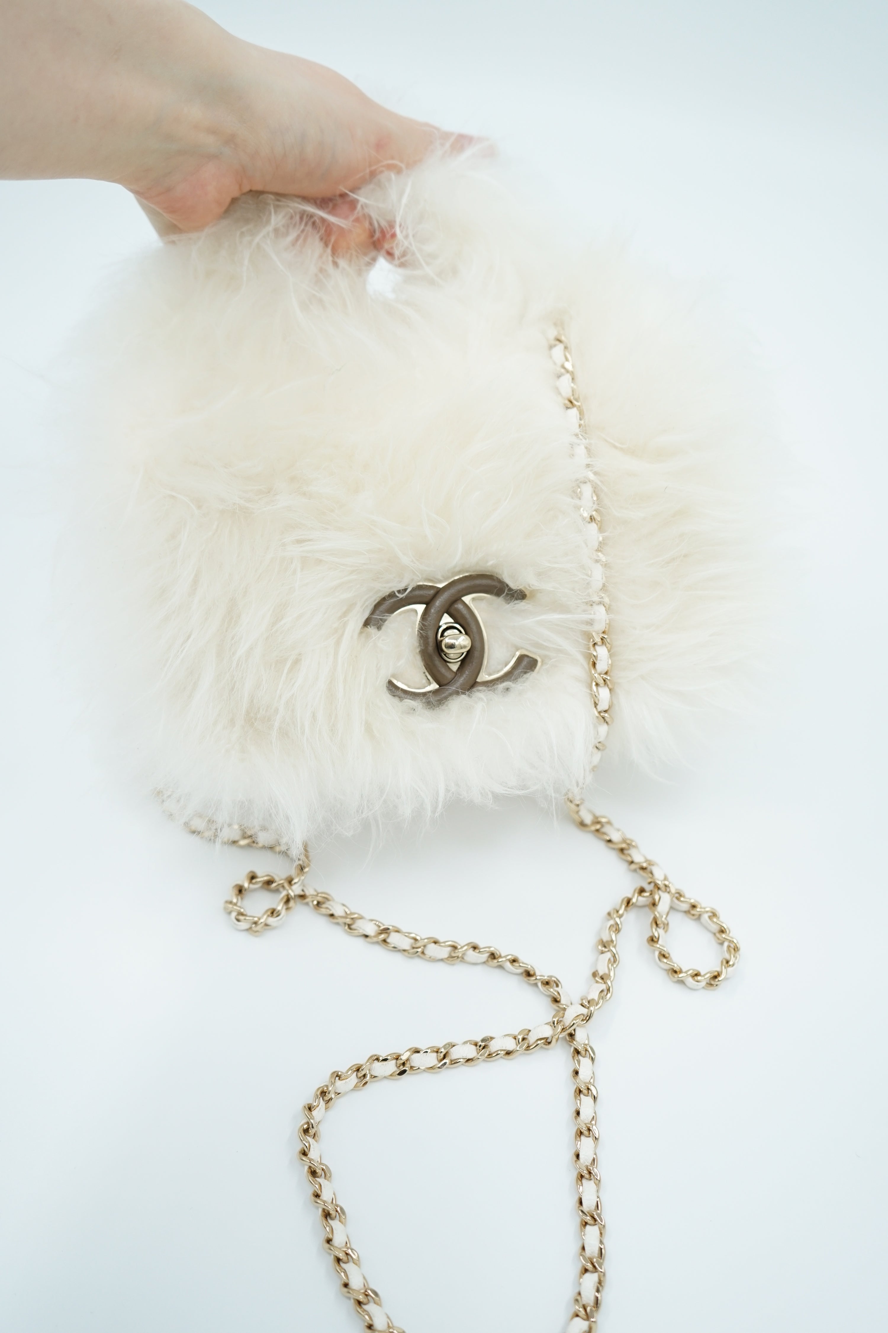 Chanel Runway Fur Flap Bag With Top Handle