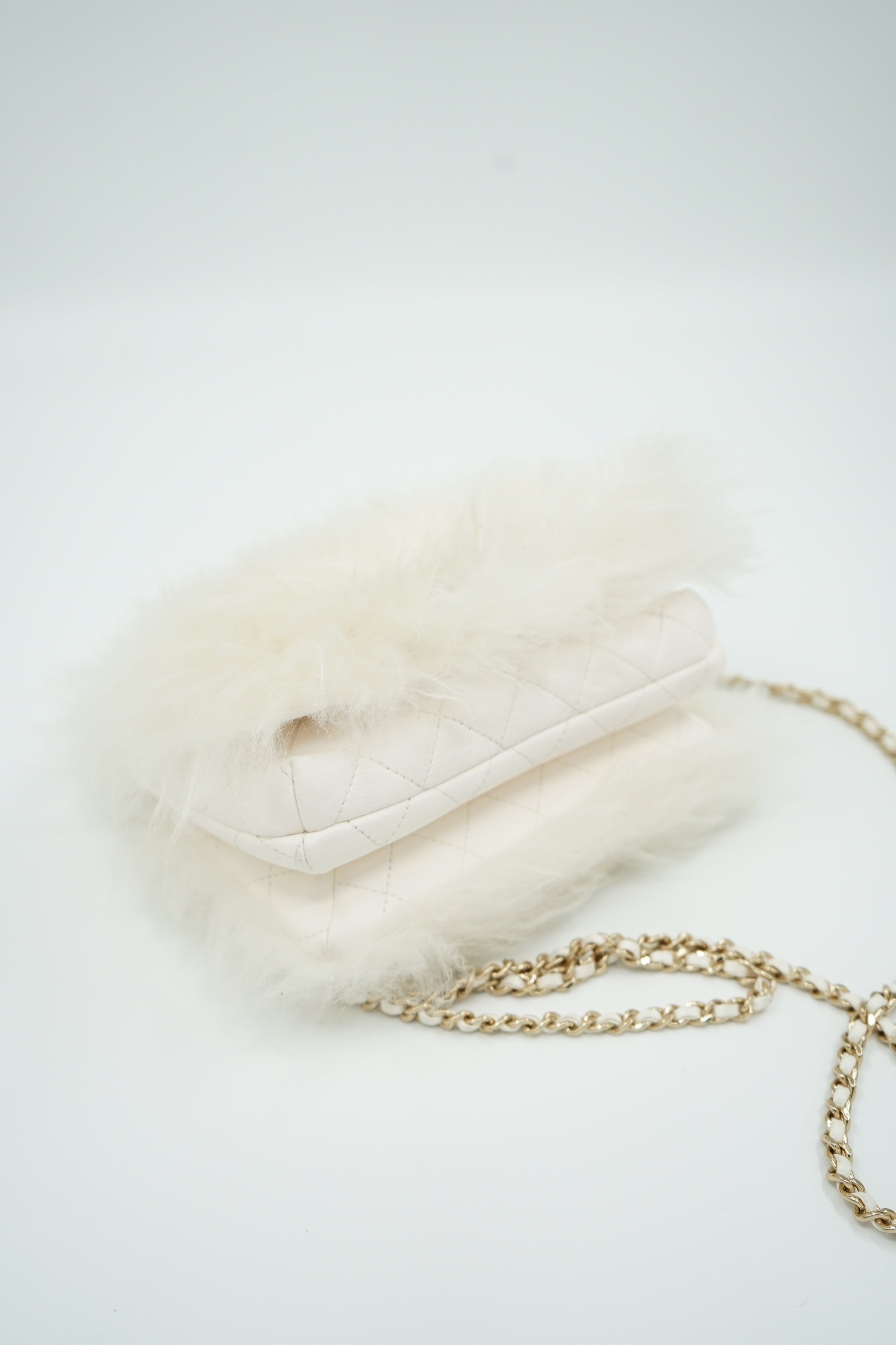 Chanel Runway Fur Flap Bag With Top Handle