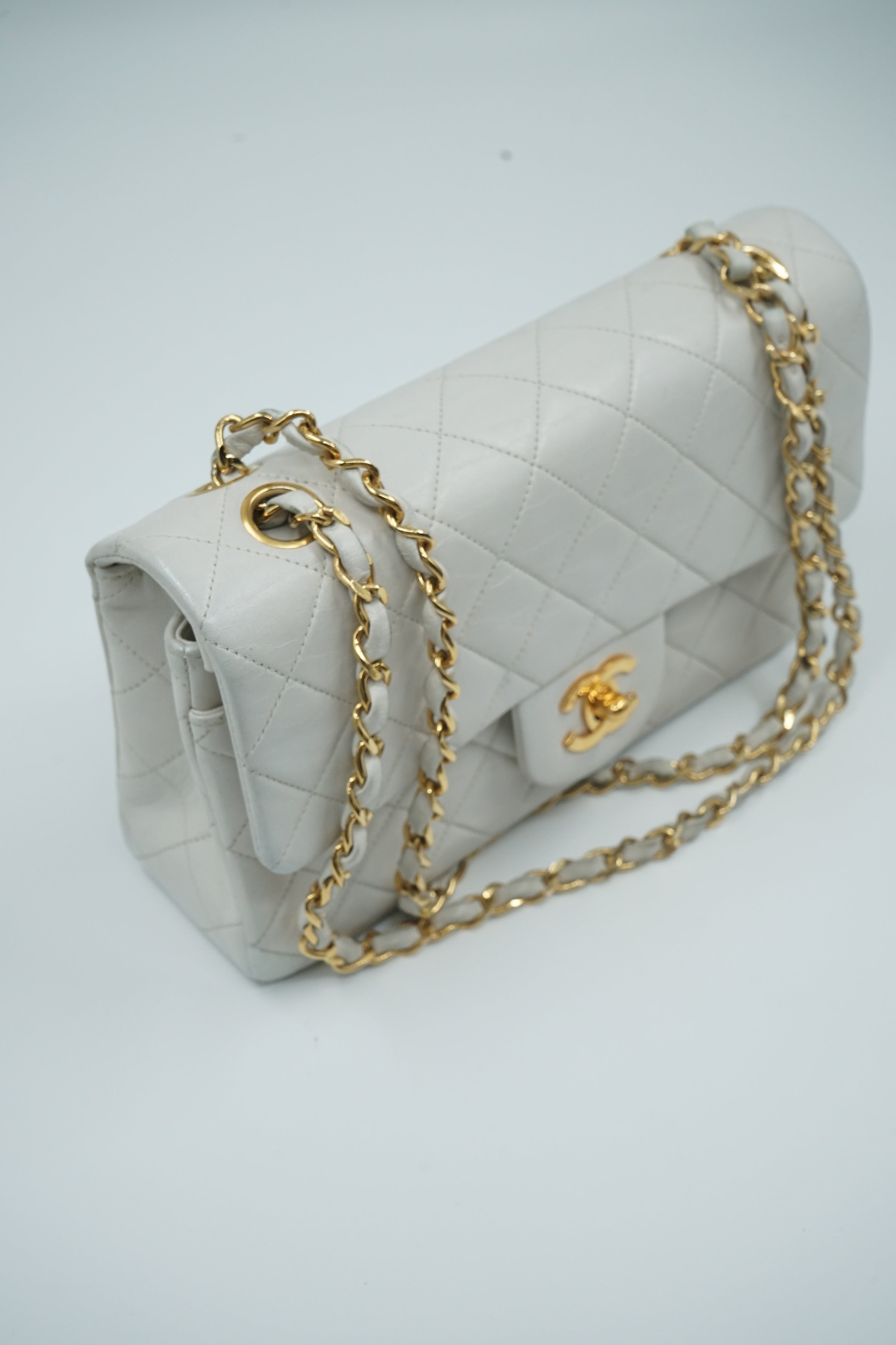Chanel White Double Flap Bag Small