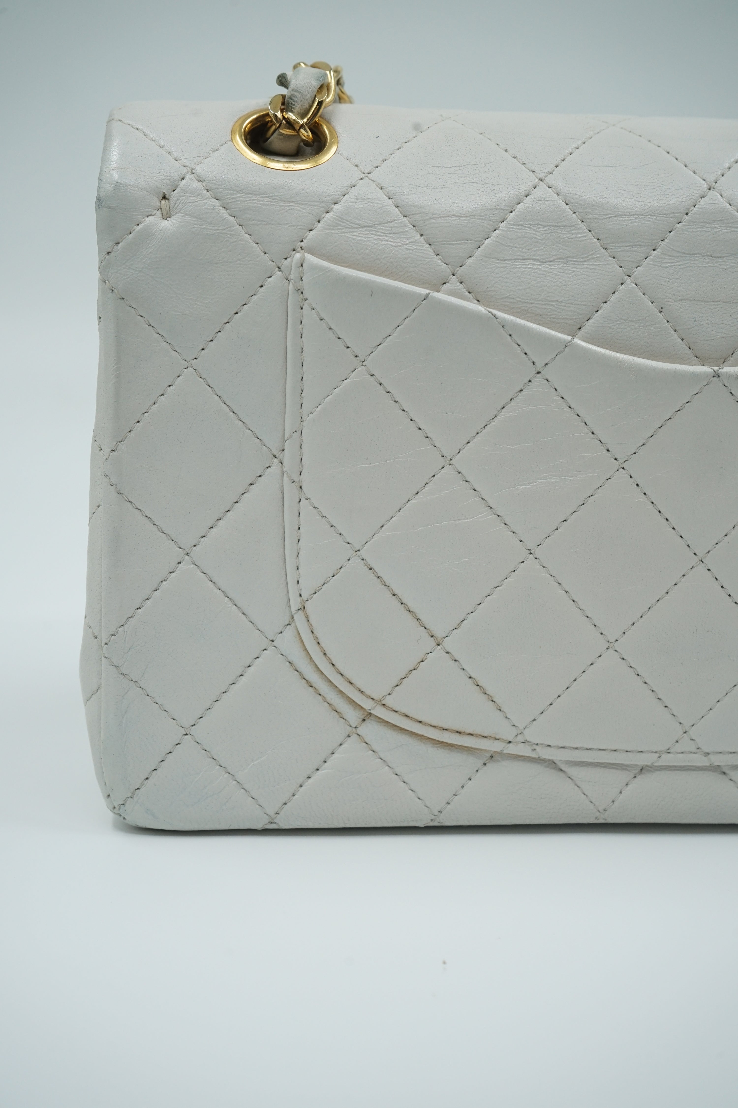 Chanel White Double Flap Bag Small