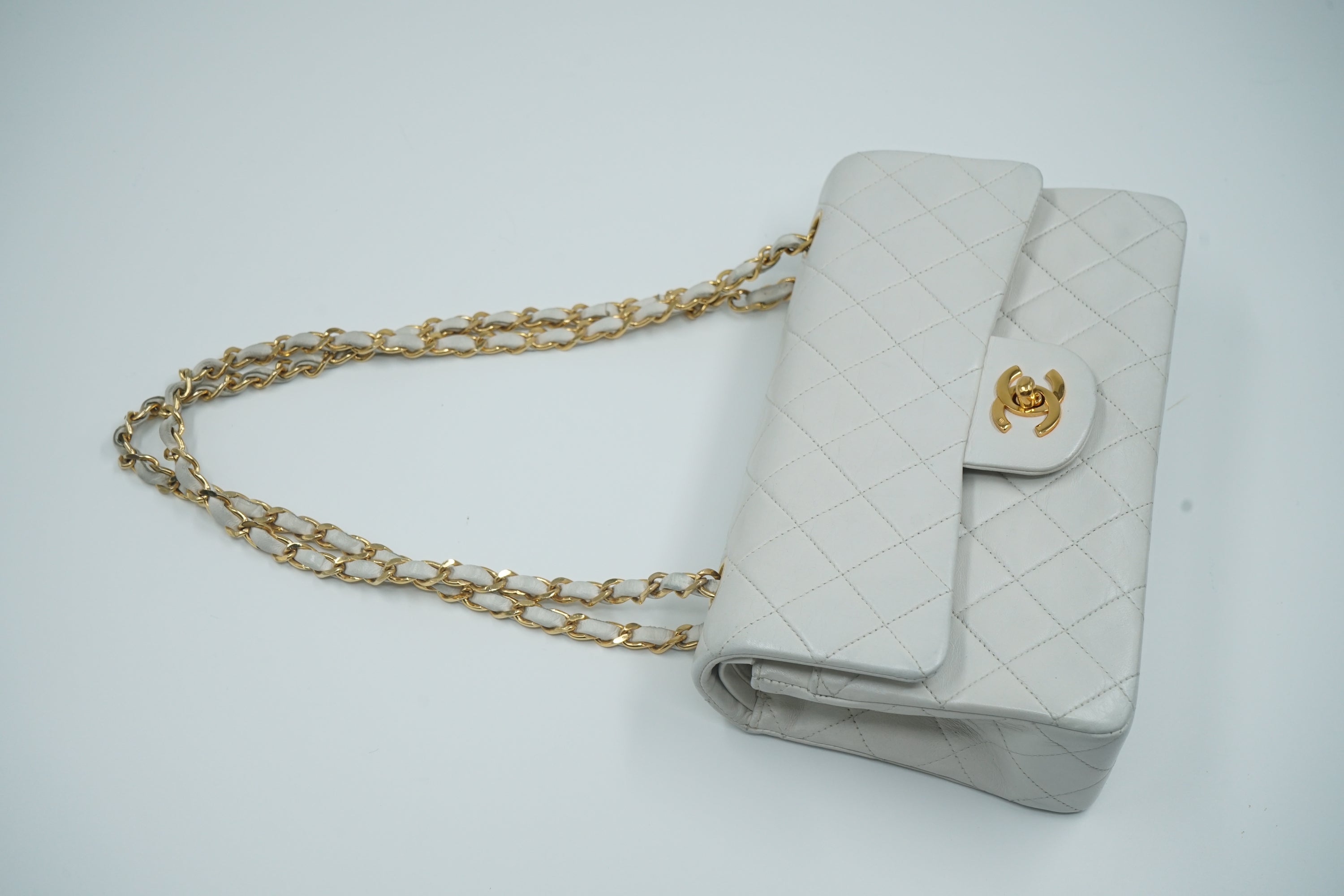 Chanel White Double Flap Bag Small