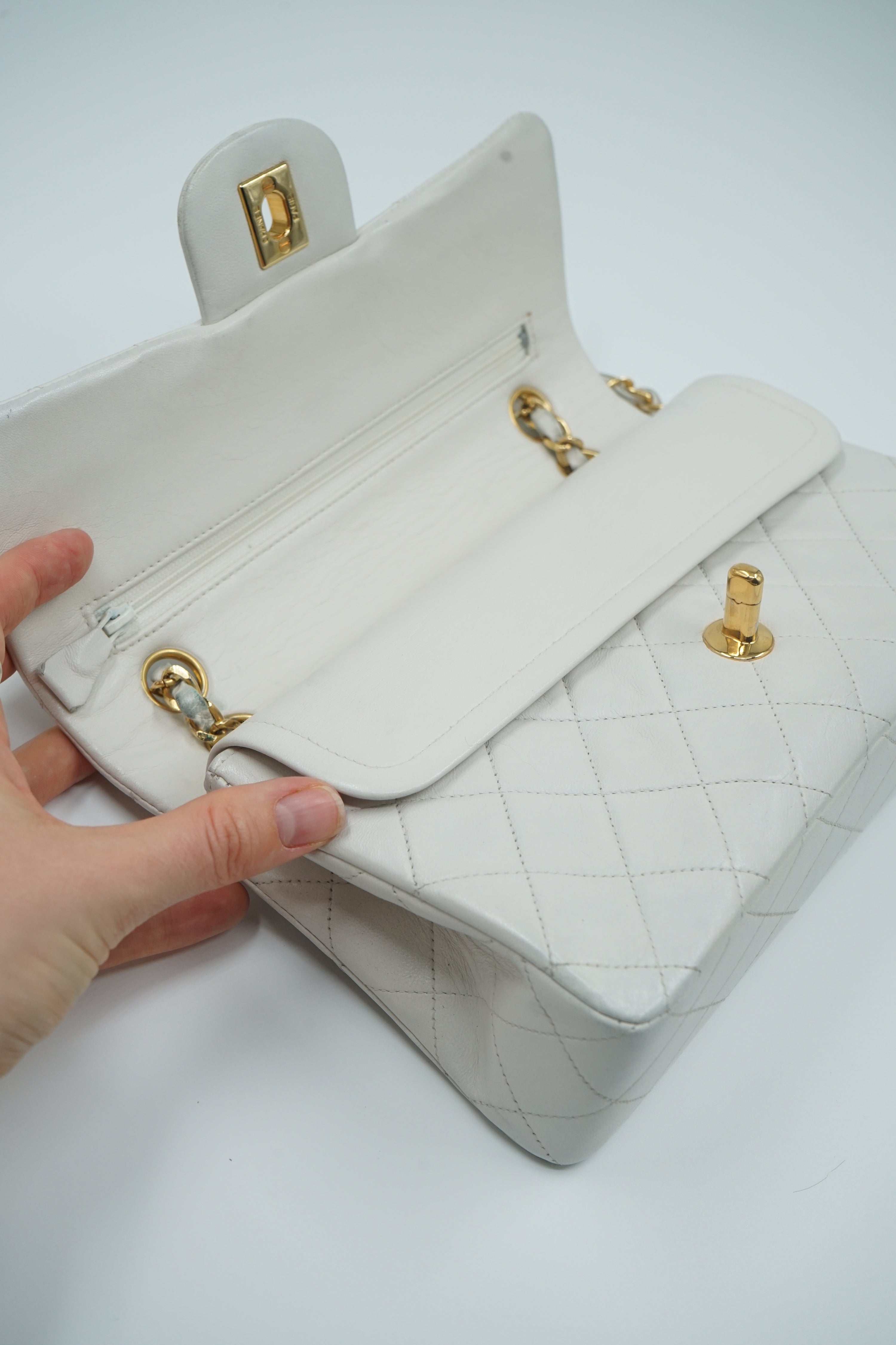 Chanel White Double Flap Bag Small