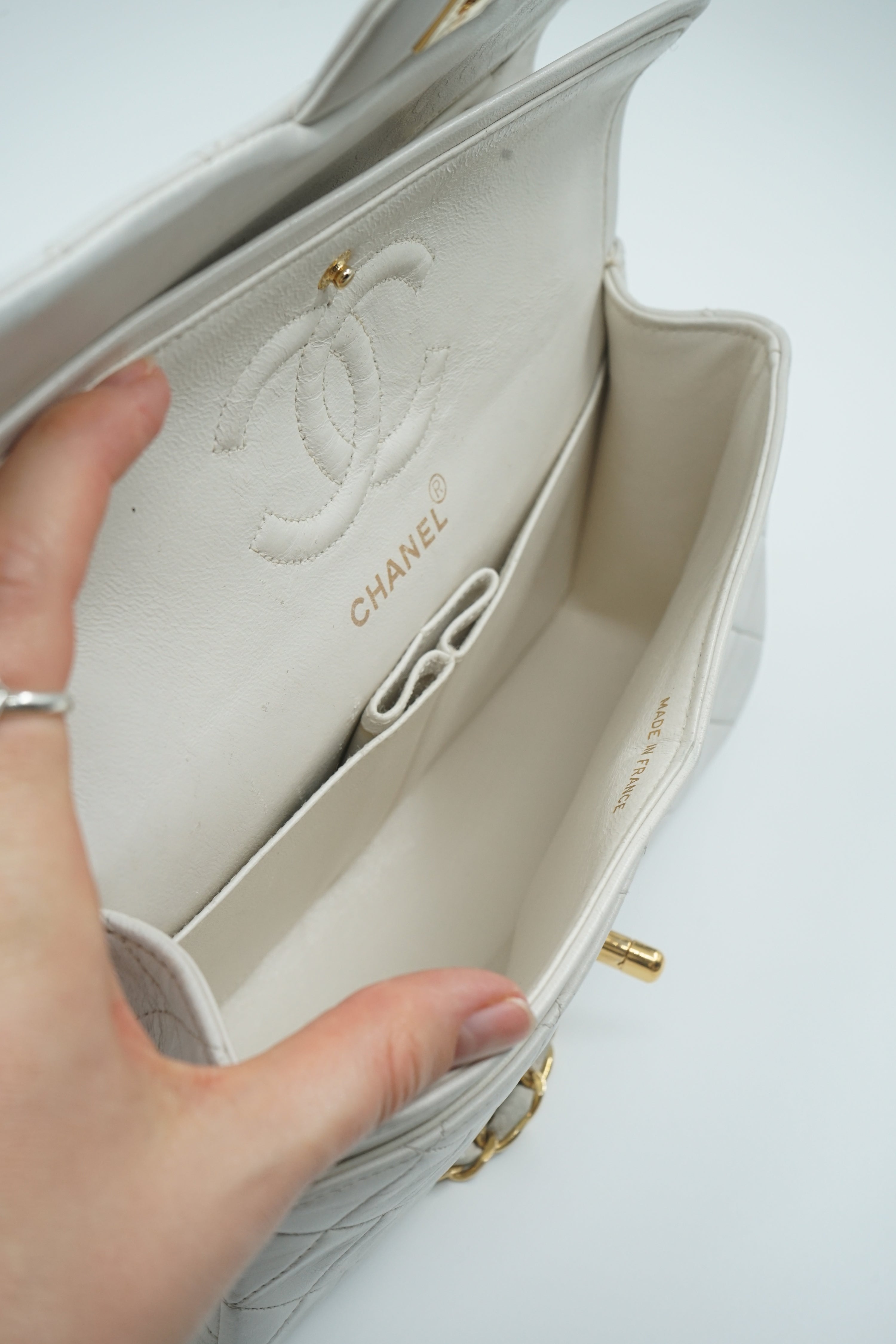 Chanel White Double Flap Bag Small