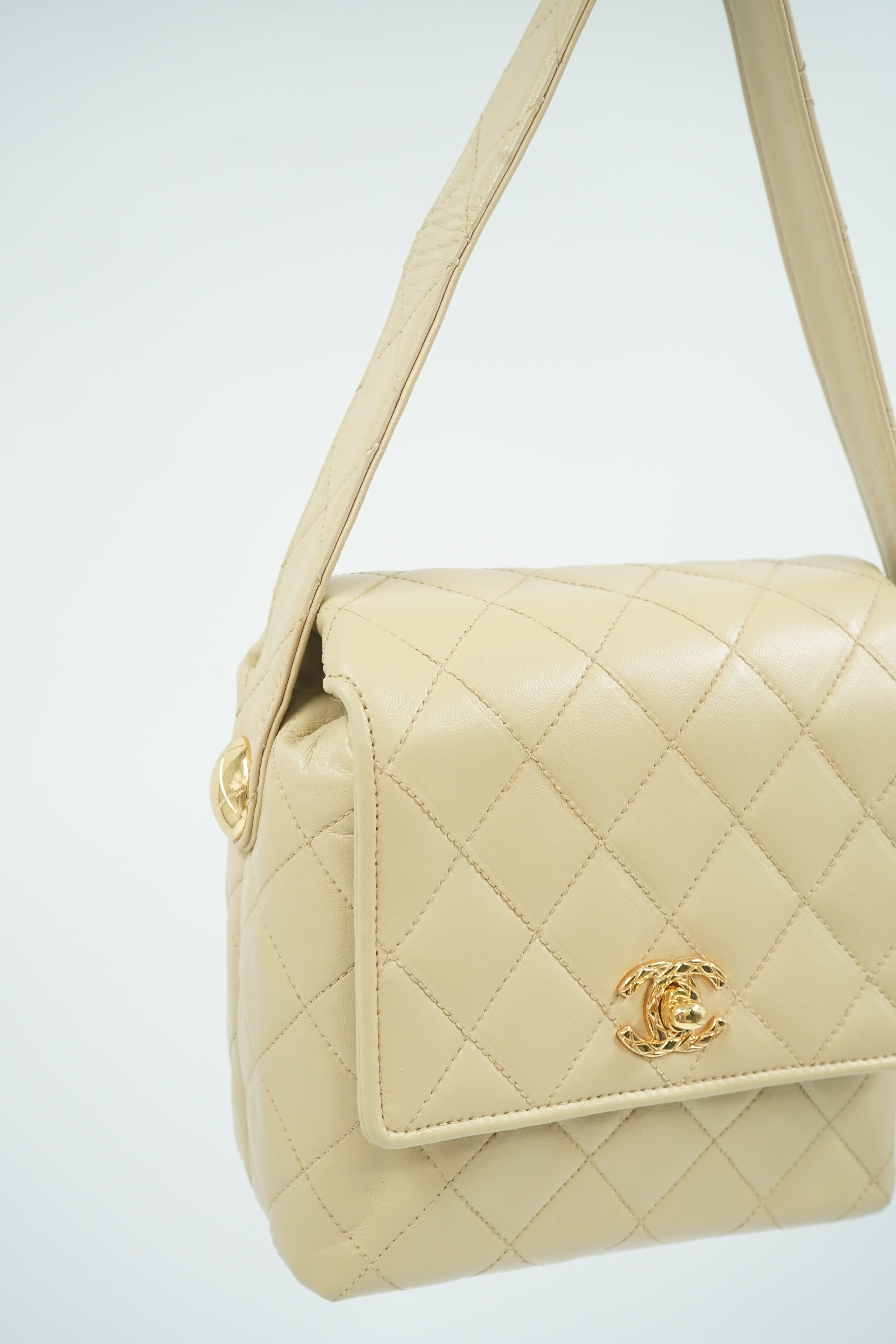 Chanel Beige Mini Vintage Top Handle Bag