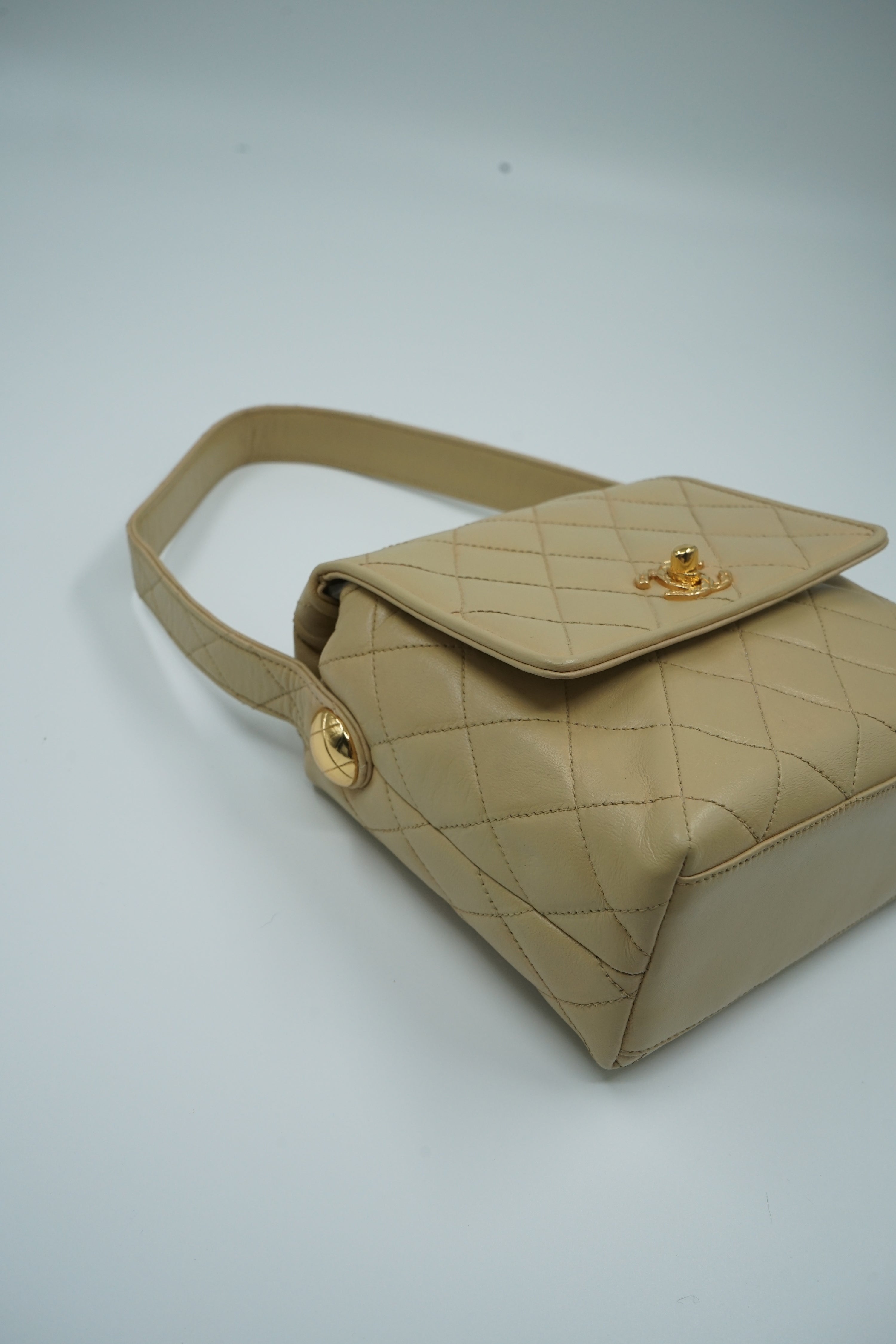 Chanel Beige Mini Vintage Top Handle Bag