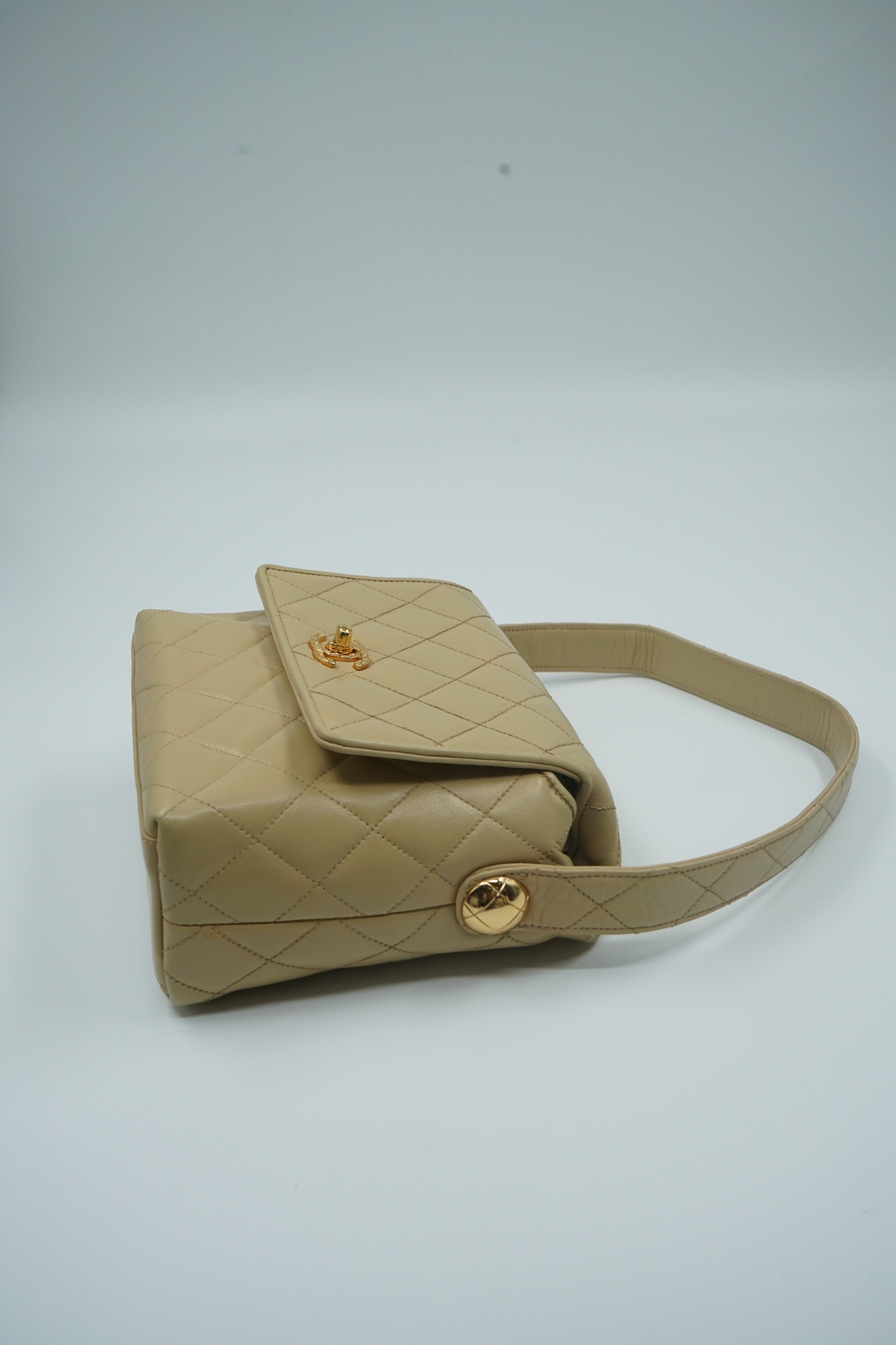 Chanel Beige Mini Vintage Top Handle Bag
