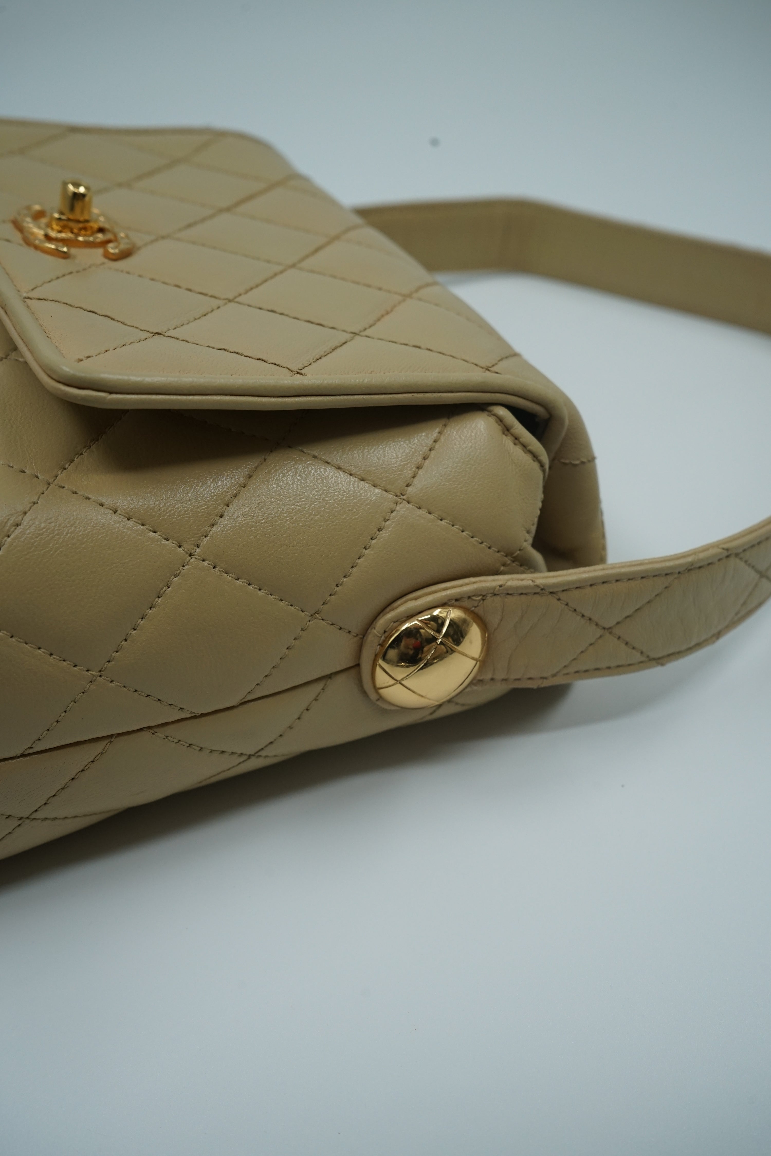 Chanel Beige Mini Vintage Top Handle Bag