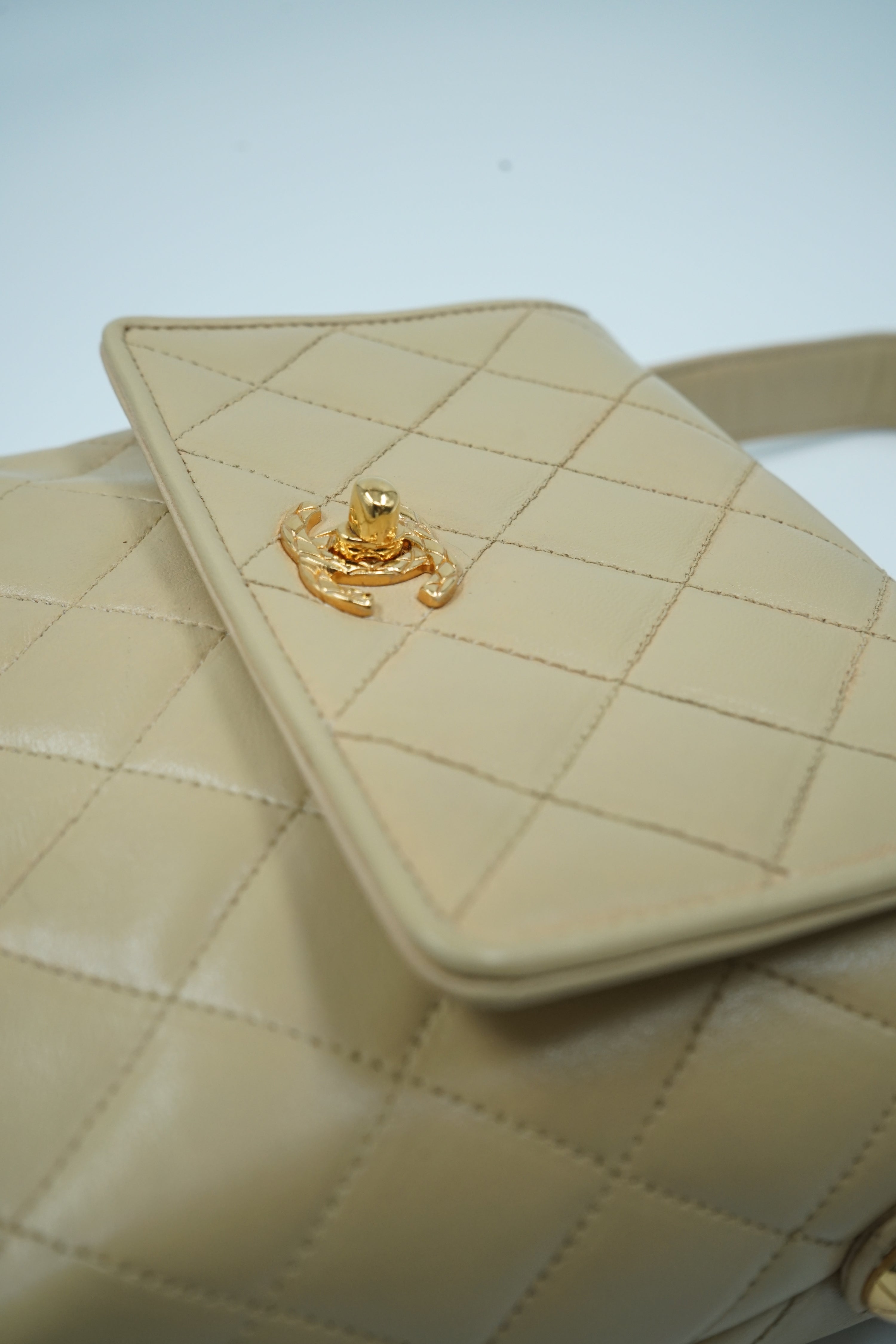 Chanel Beige Mini Vintage Top Handle Bag