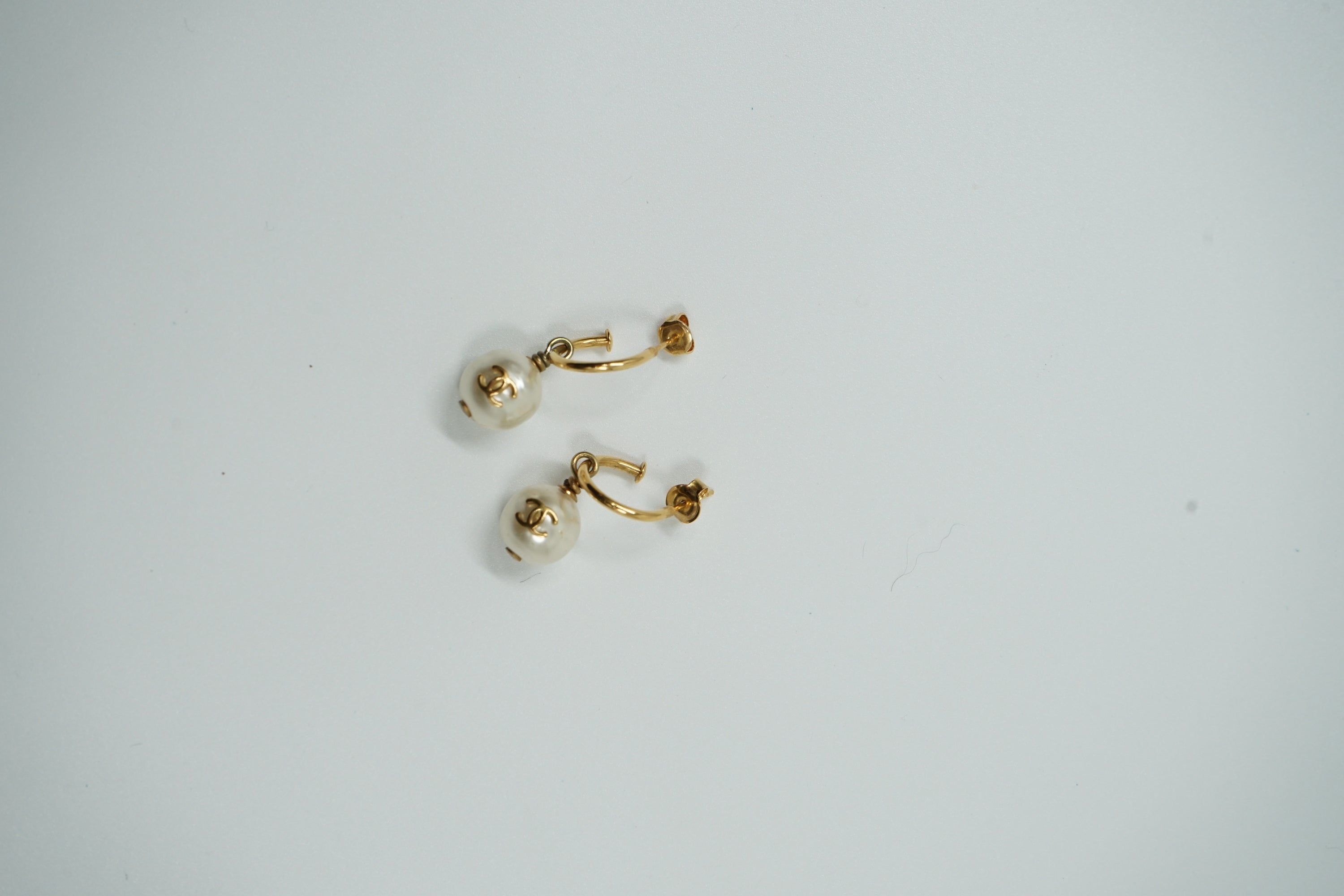 Chanel Logo Pearl Drop Earring