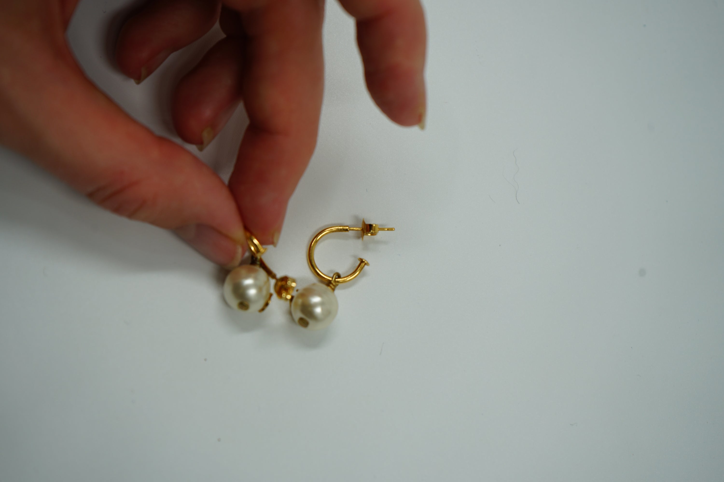Chanel Logo Pearl Drop Earring