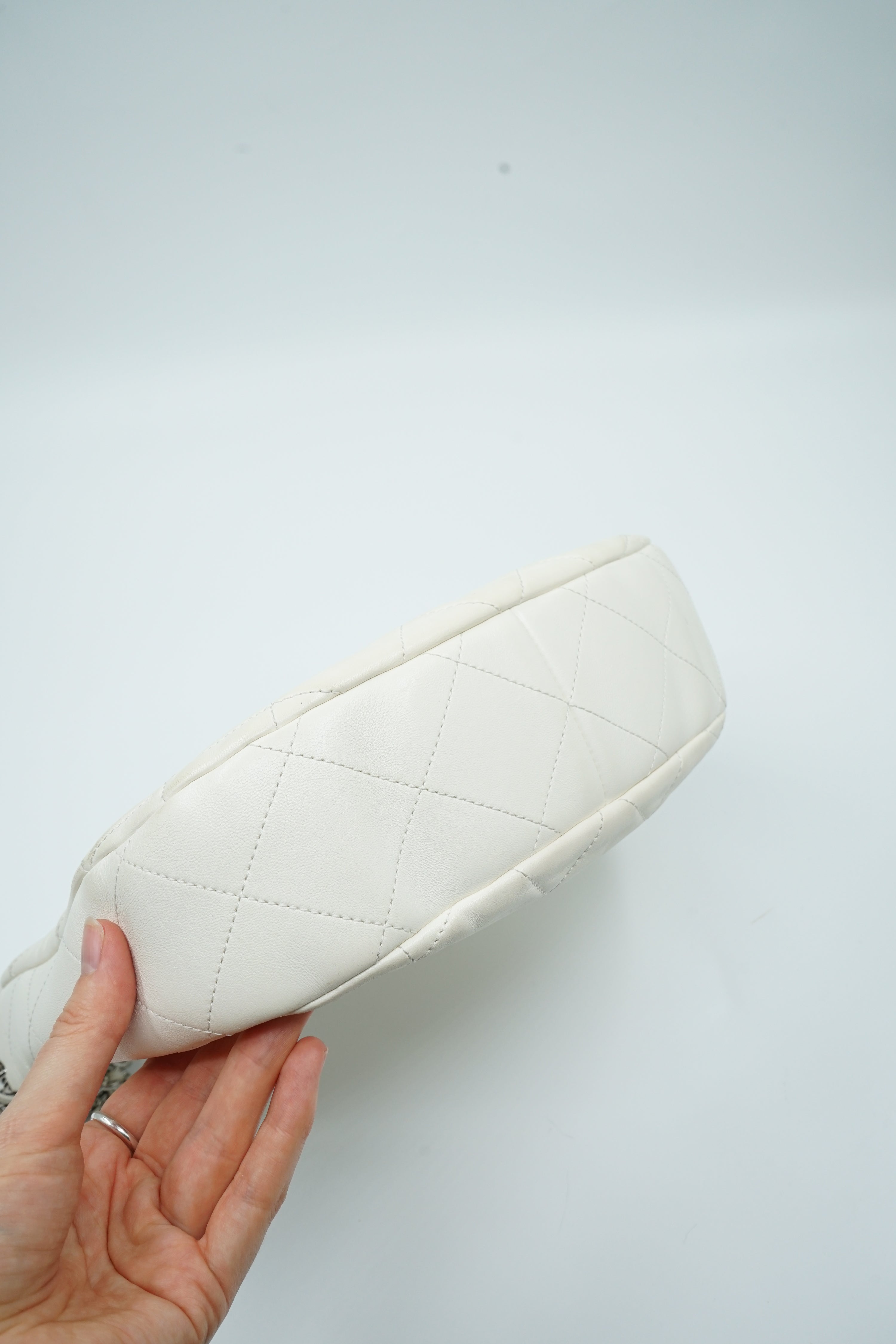 Chanel Chain Rows Hobo Bag White