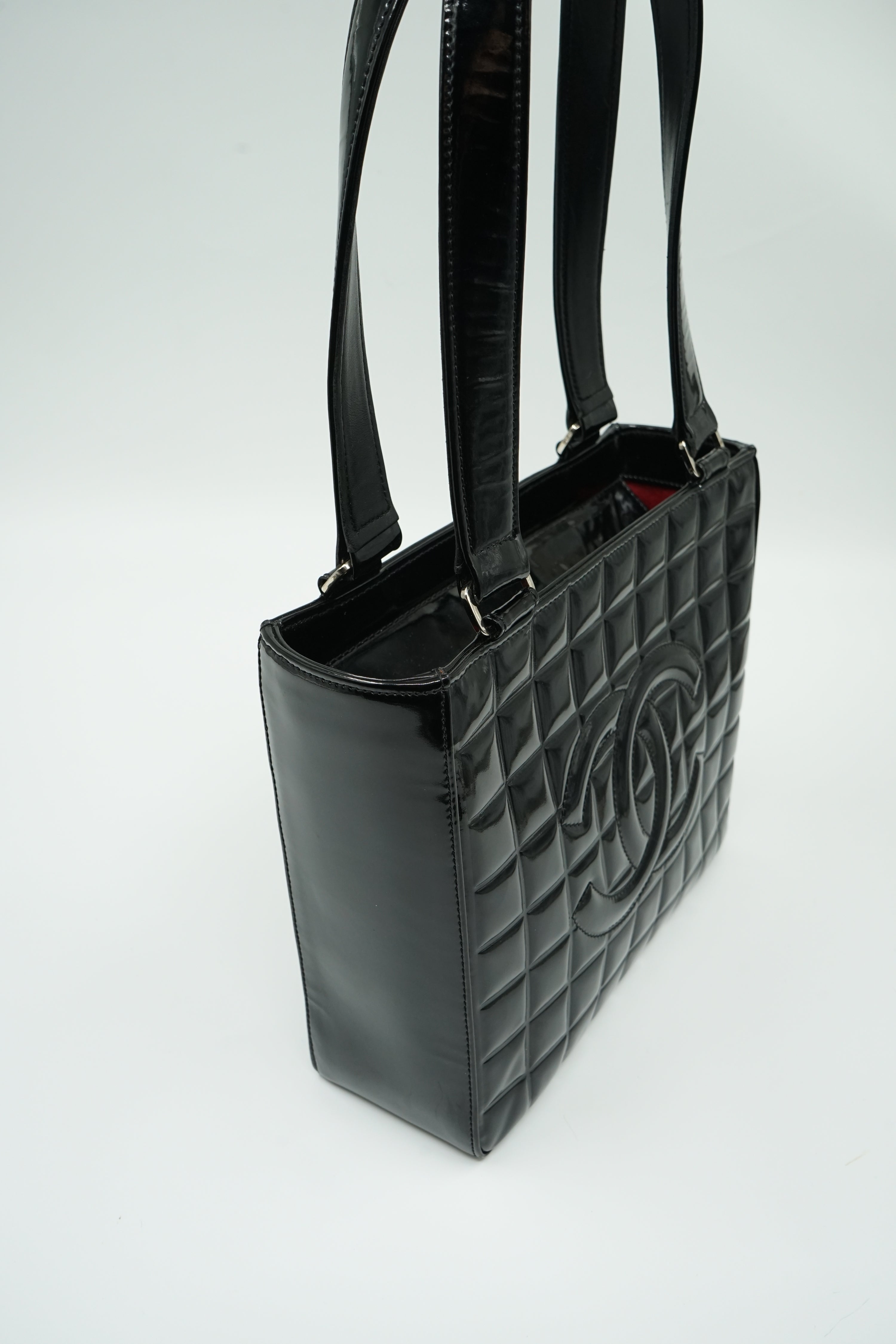 Chanel Chocolate Bar Patent Tote Bag Black