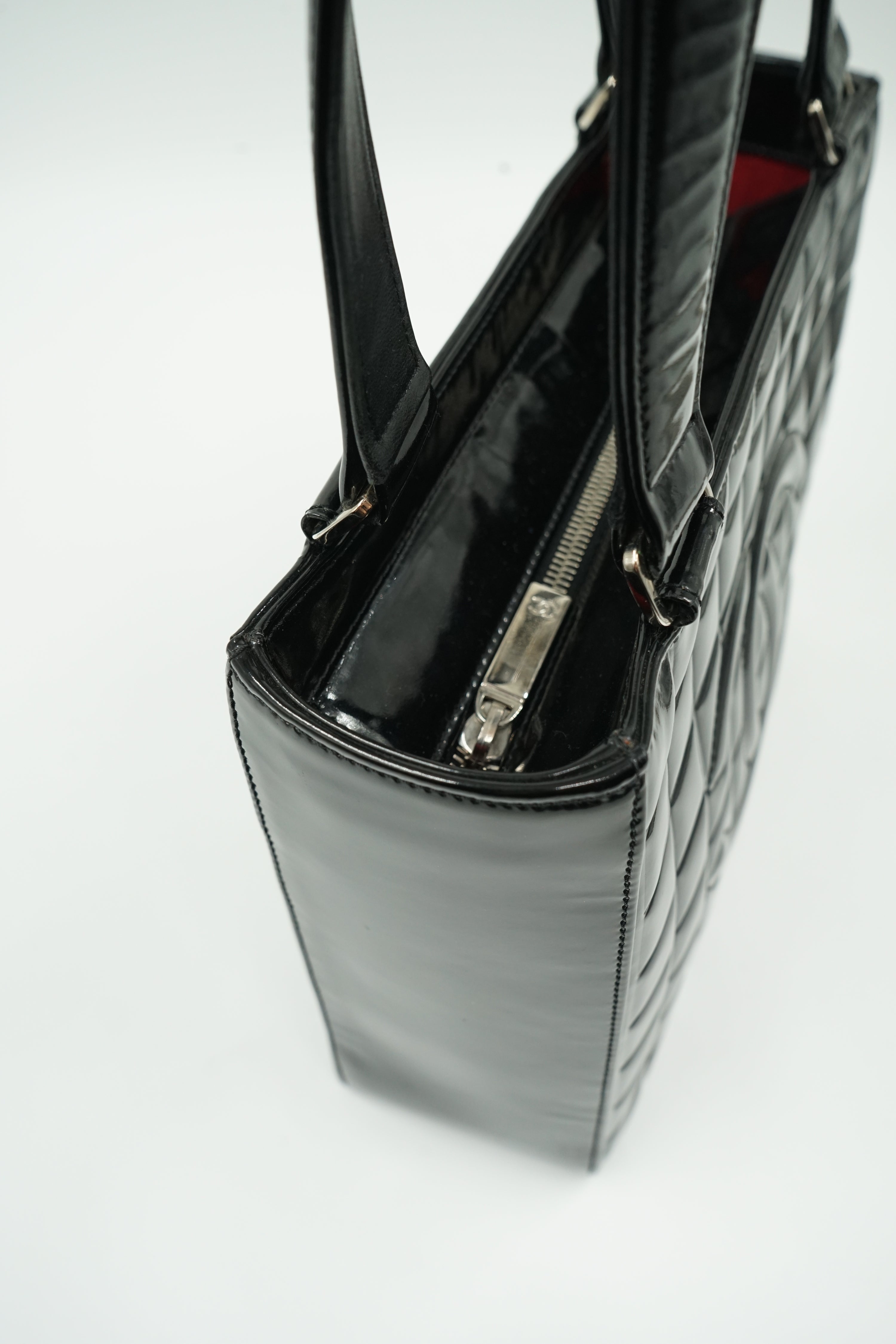 Chanel Chocolate Bar Patent Tote Bag Black