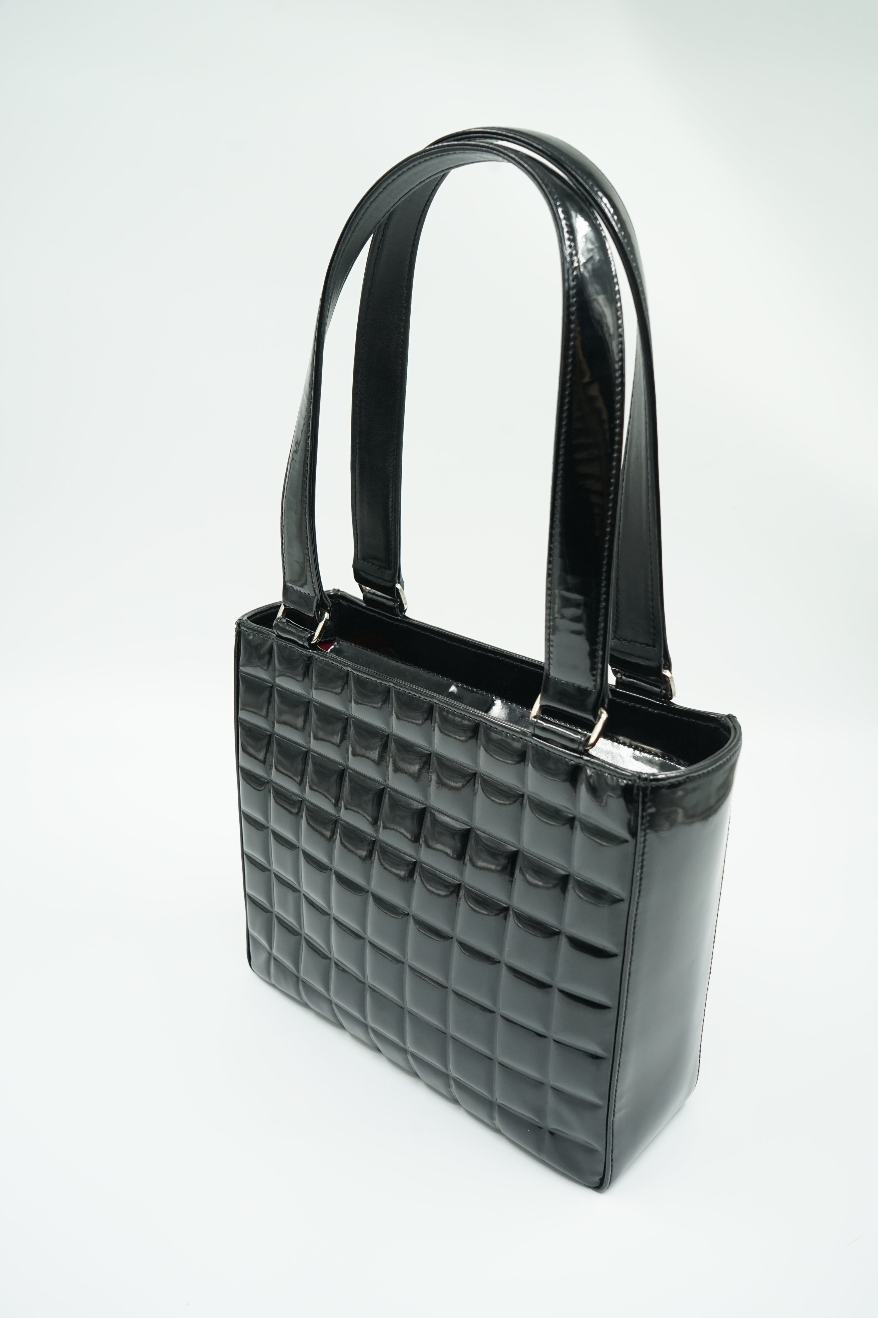 Chanel Chocolate Bar Patent Tote Bag Black