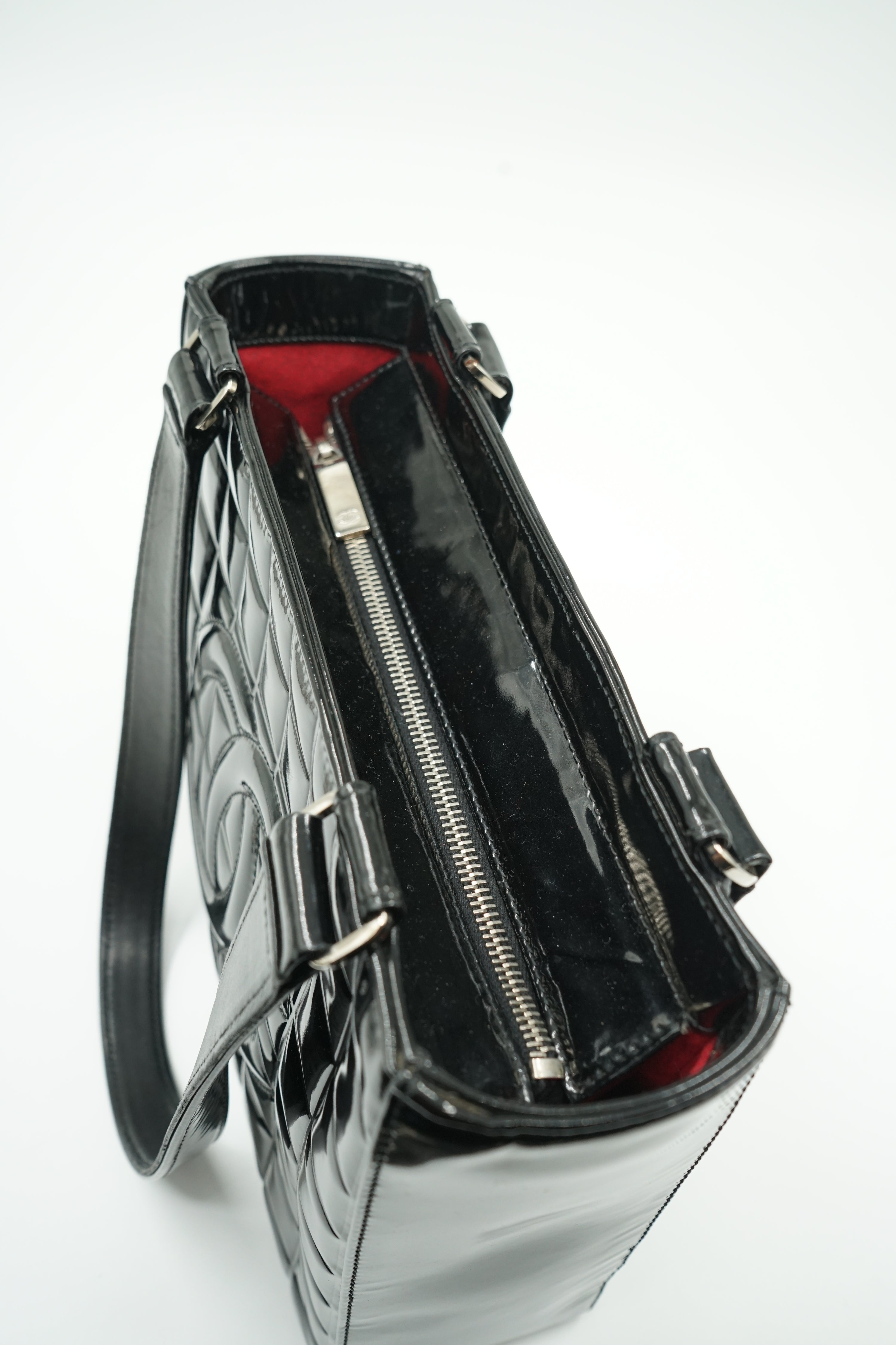 Chanel Chocolate Bar Patent Tote Bag Black