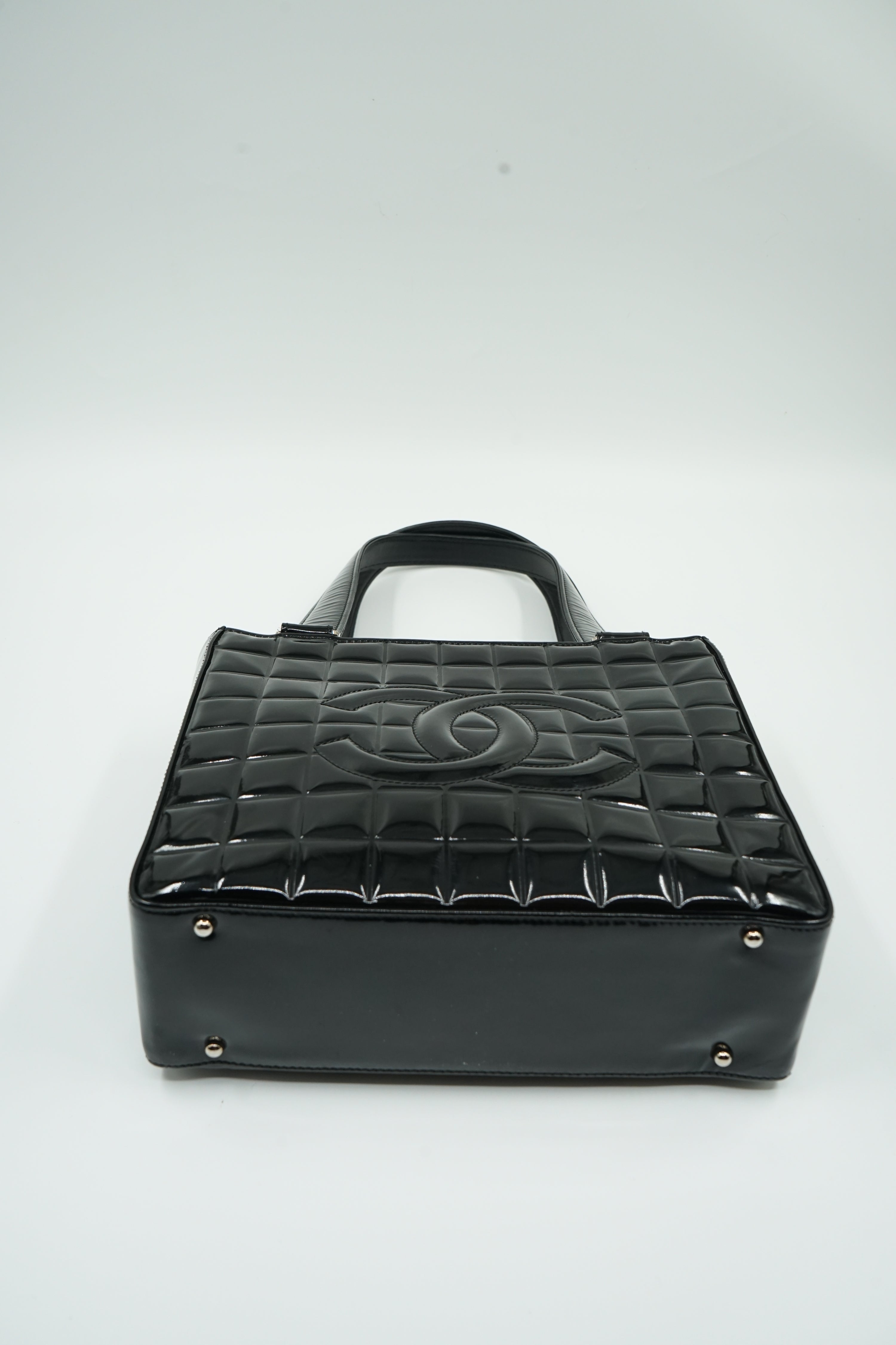 Chanel Chocolate Bar Patent Tote Bag Black