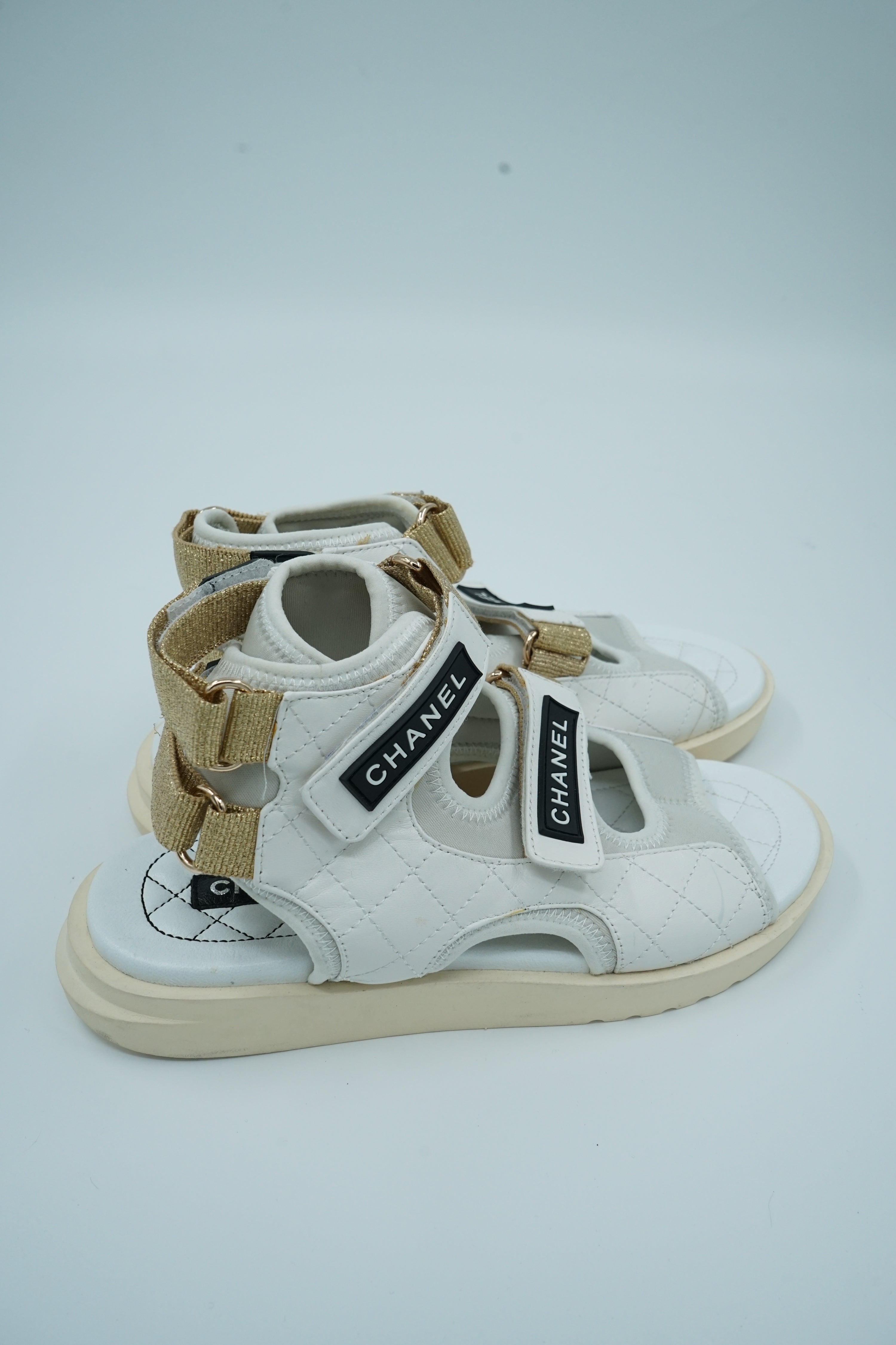 Chanel White Logo Sandals