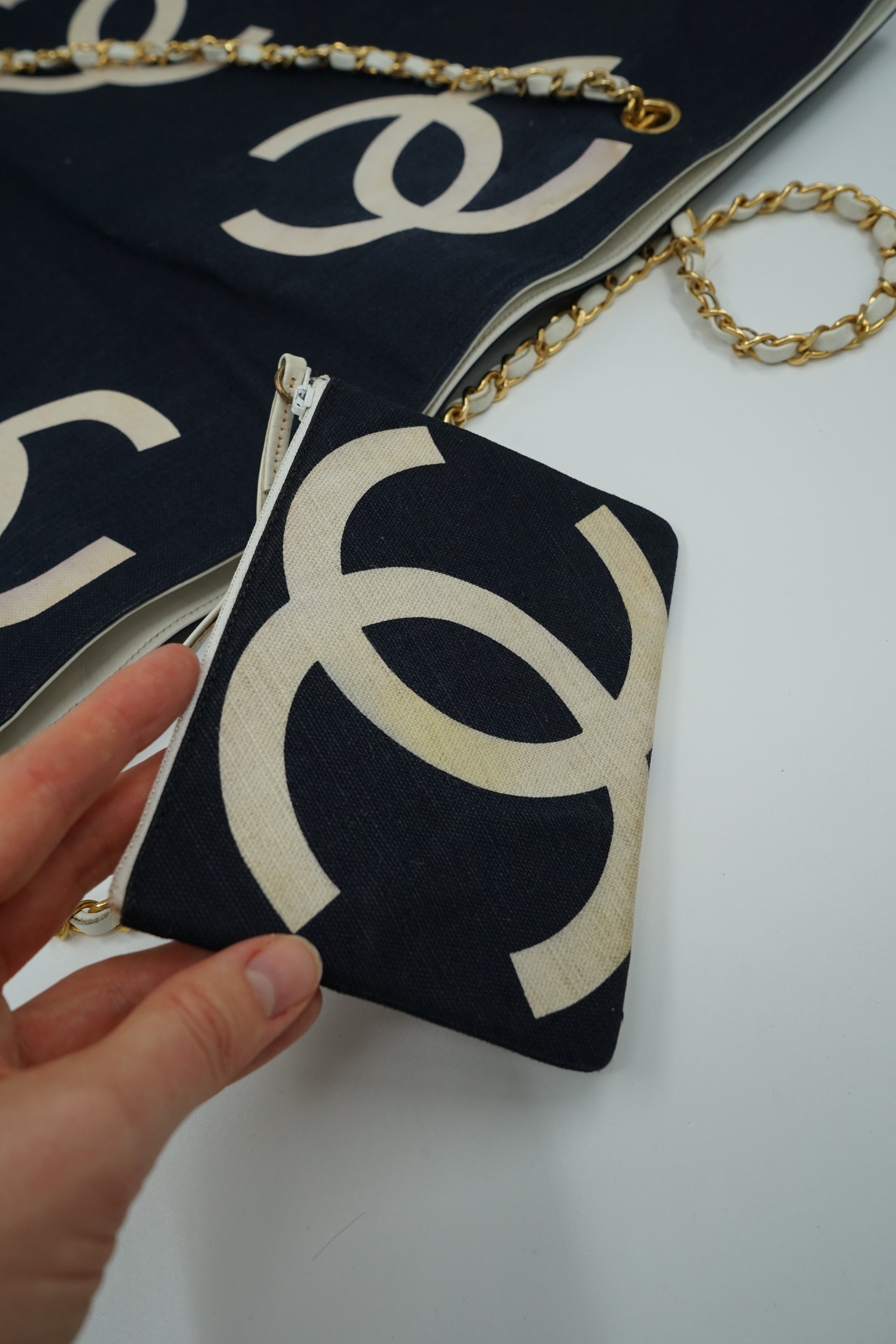 Chanel CC Logo Tote With Pouch