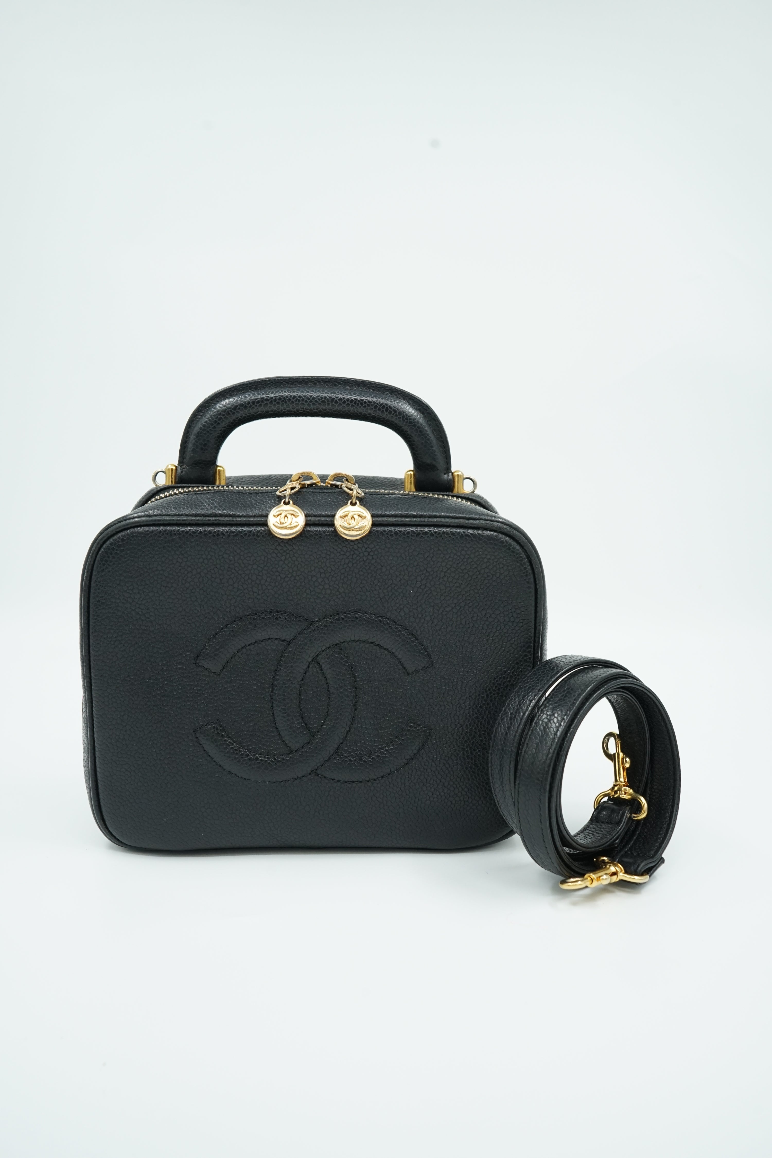Chanel CC Embossed Vanity Box With Strap
