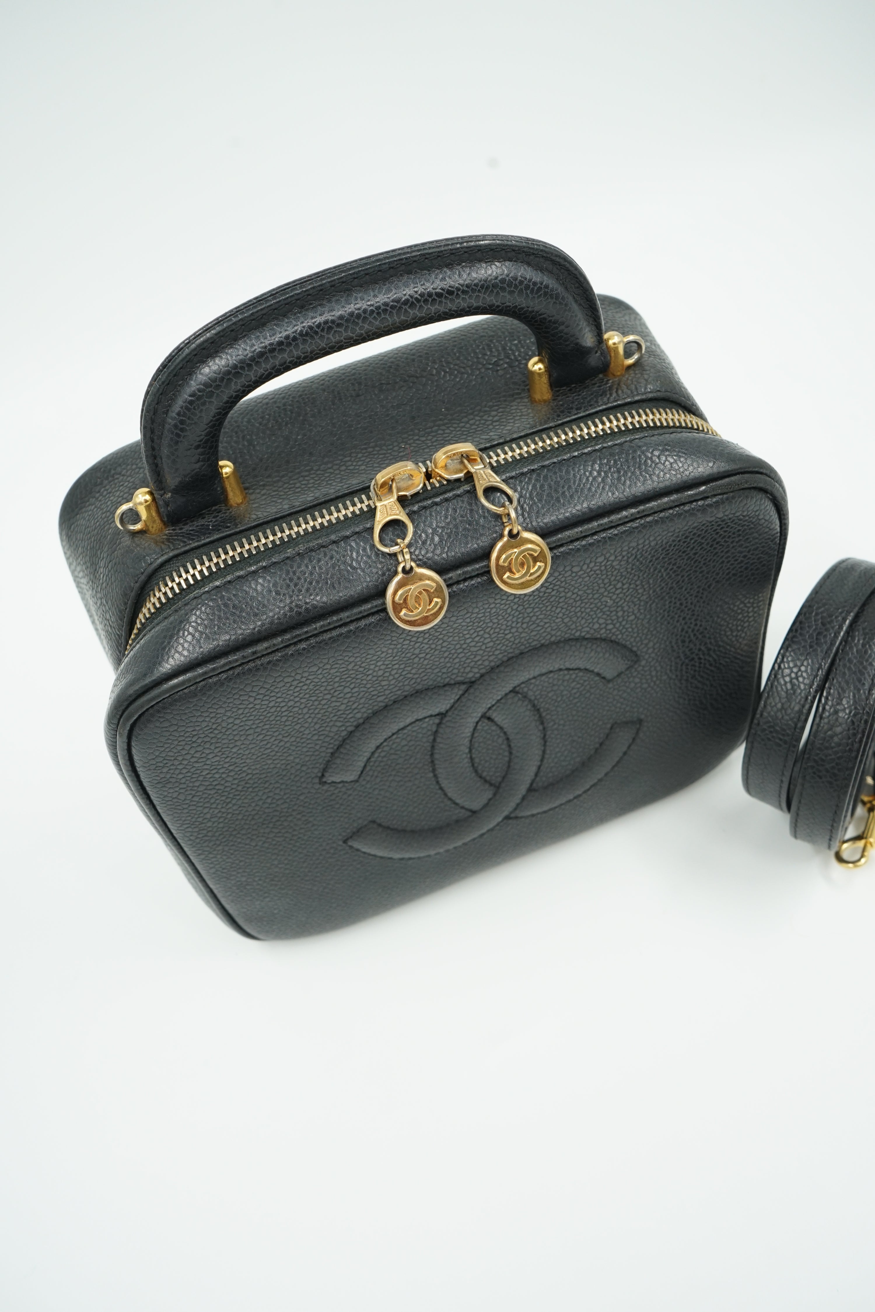 Chanel CC Embossed Vanity Box With Strap