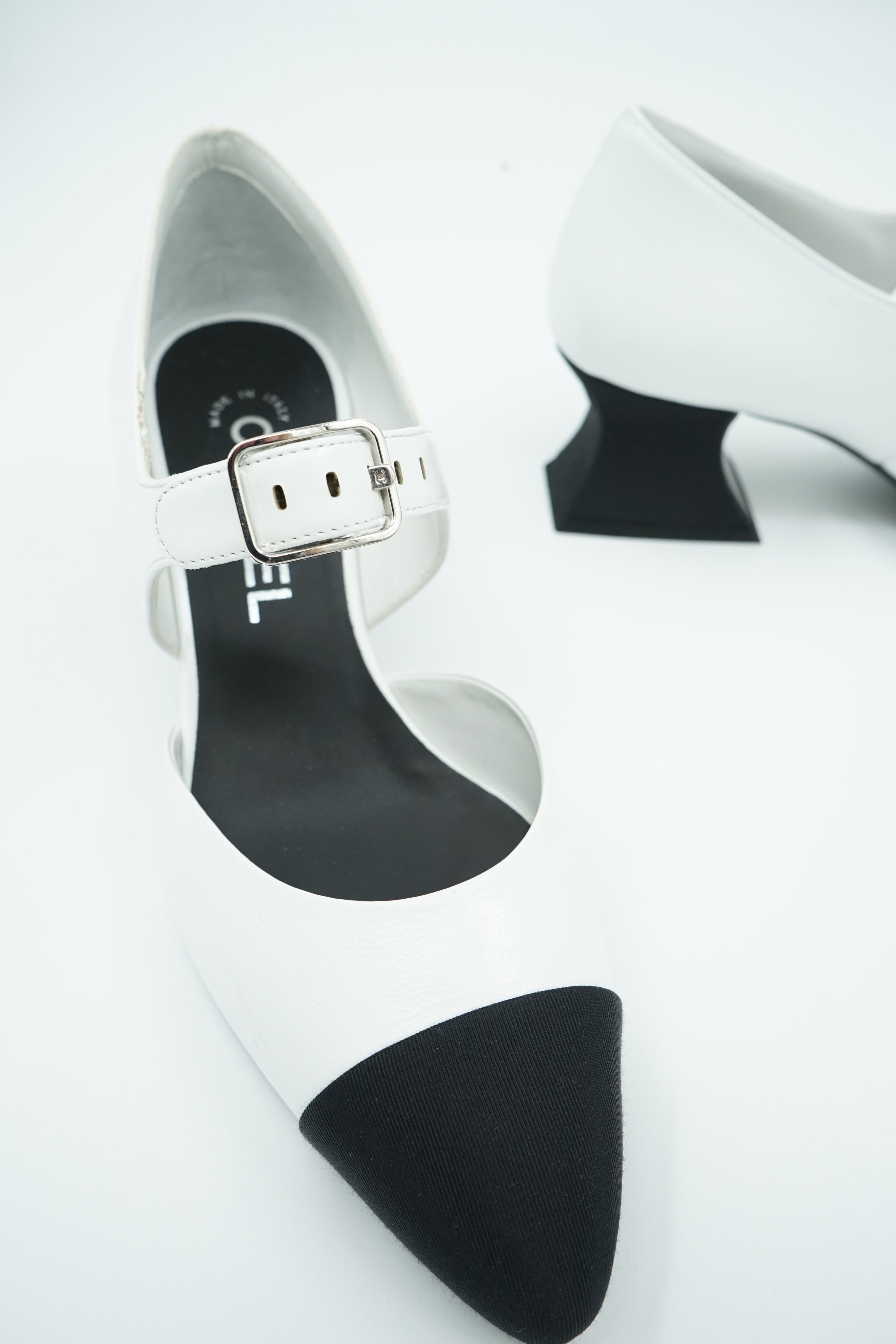 Chanel Buckled D'Orsay Pumps Sculpted Comma Heels