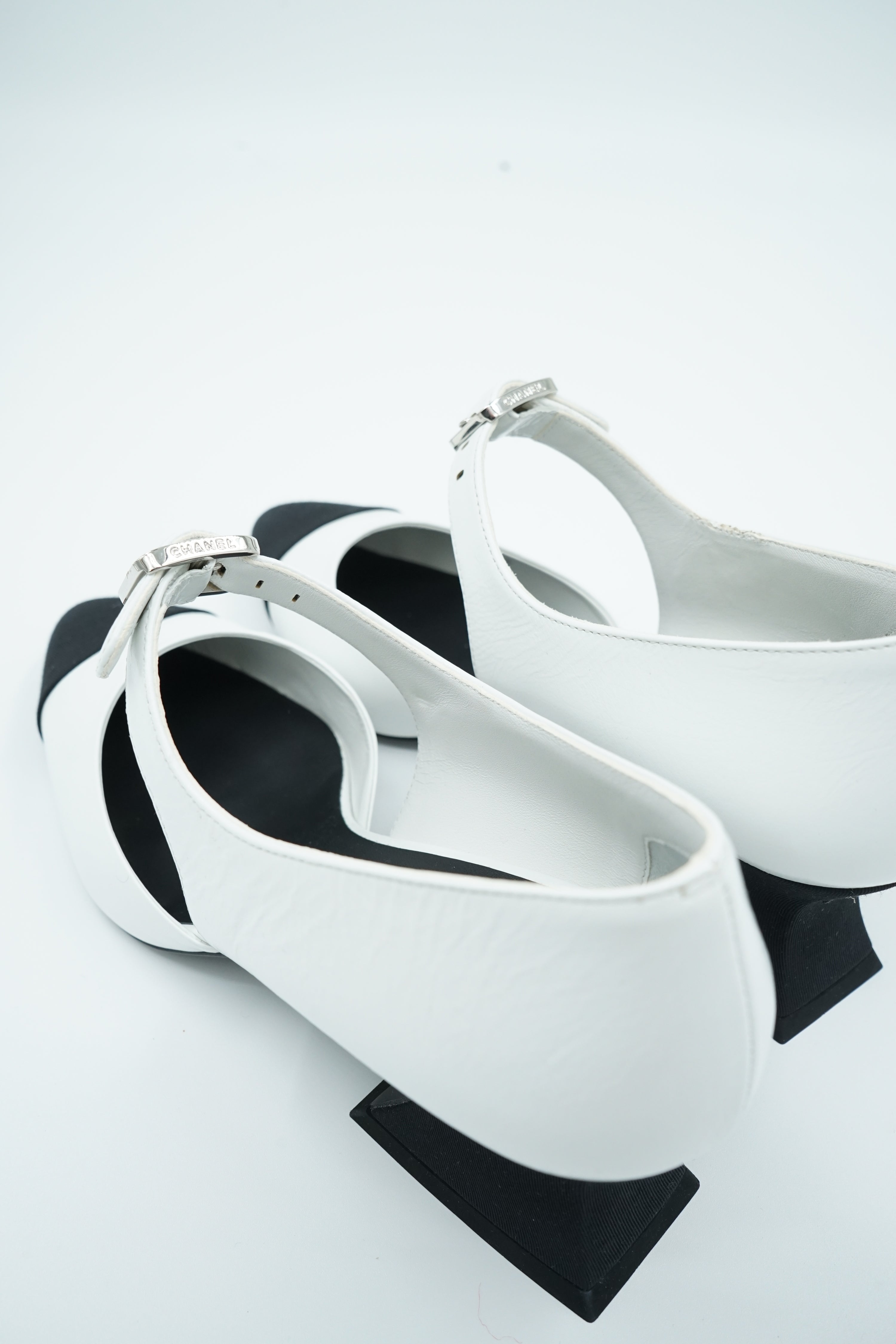 Chanel Buckled D'Orsay Pumps Sculpted Comma Heels