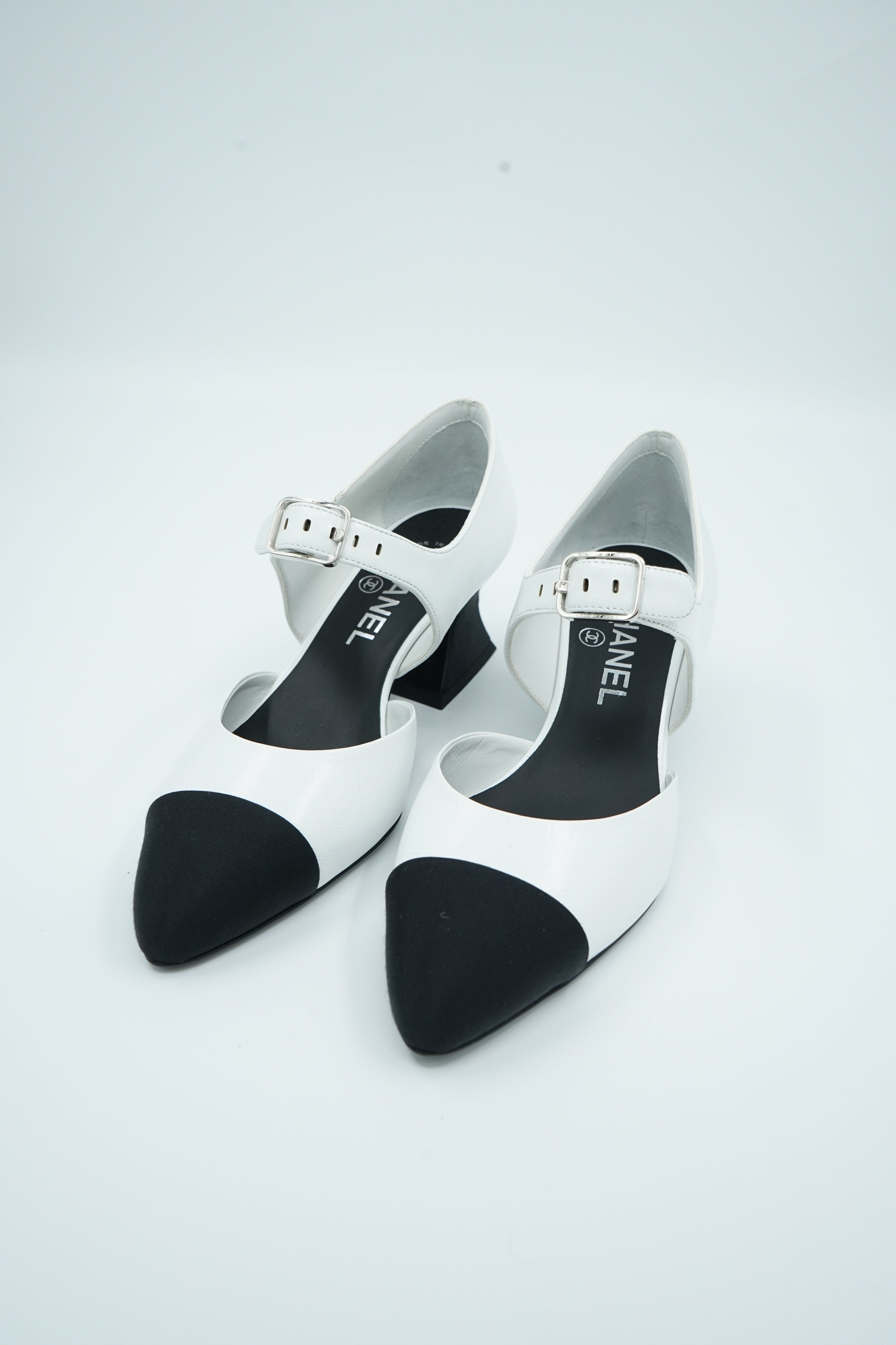 Chanel Buckled D'Orsay Pumps Sculpted Comma Heels