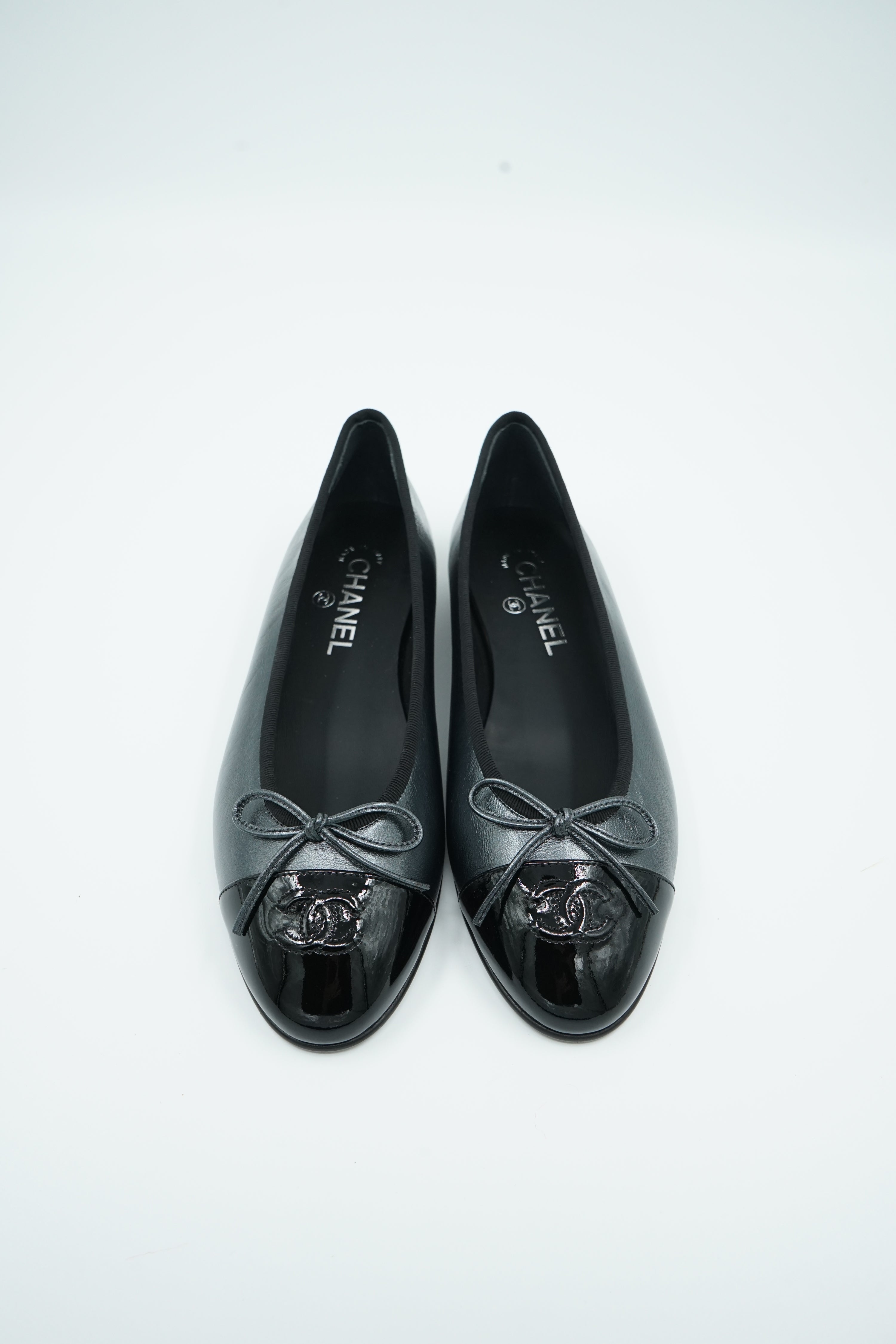 Chanel Logo Cap Toe Ballet Flats