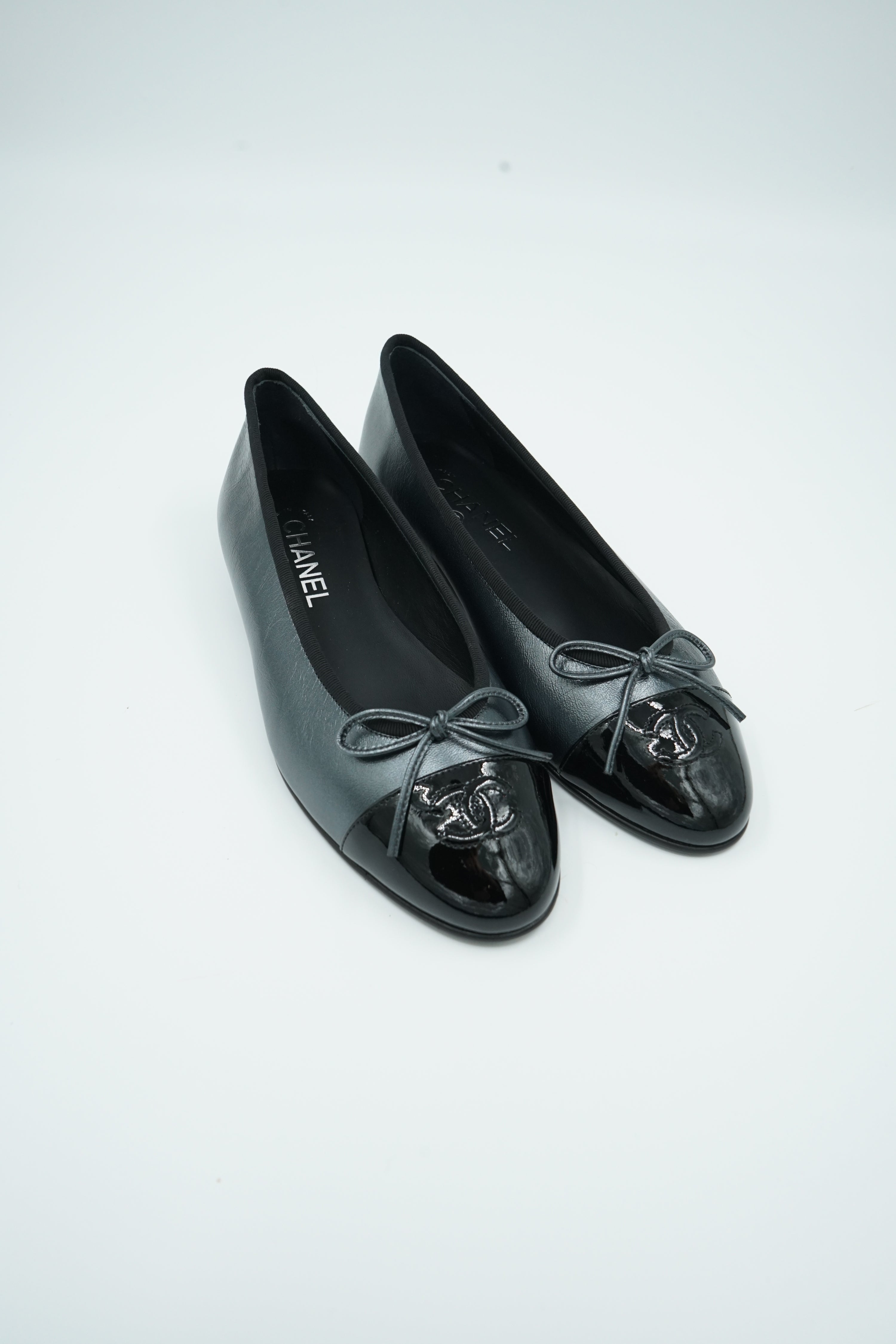 Chanel Logo Cap Toe Ballet Flats