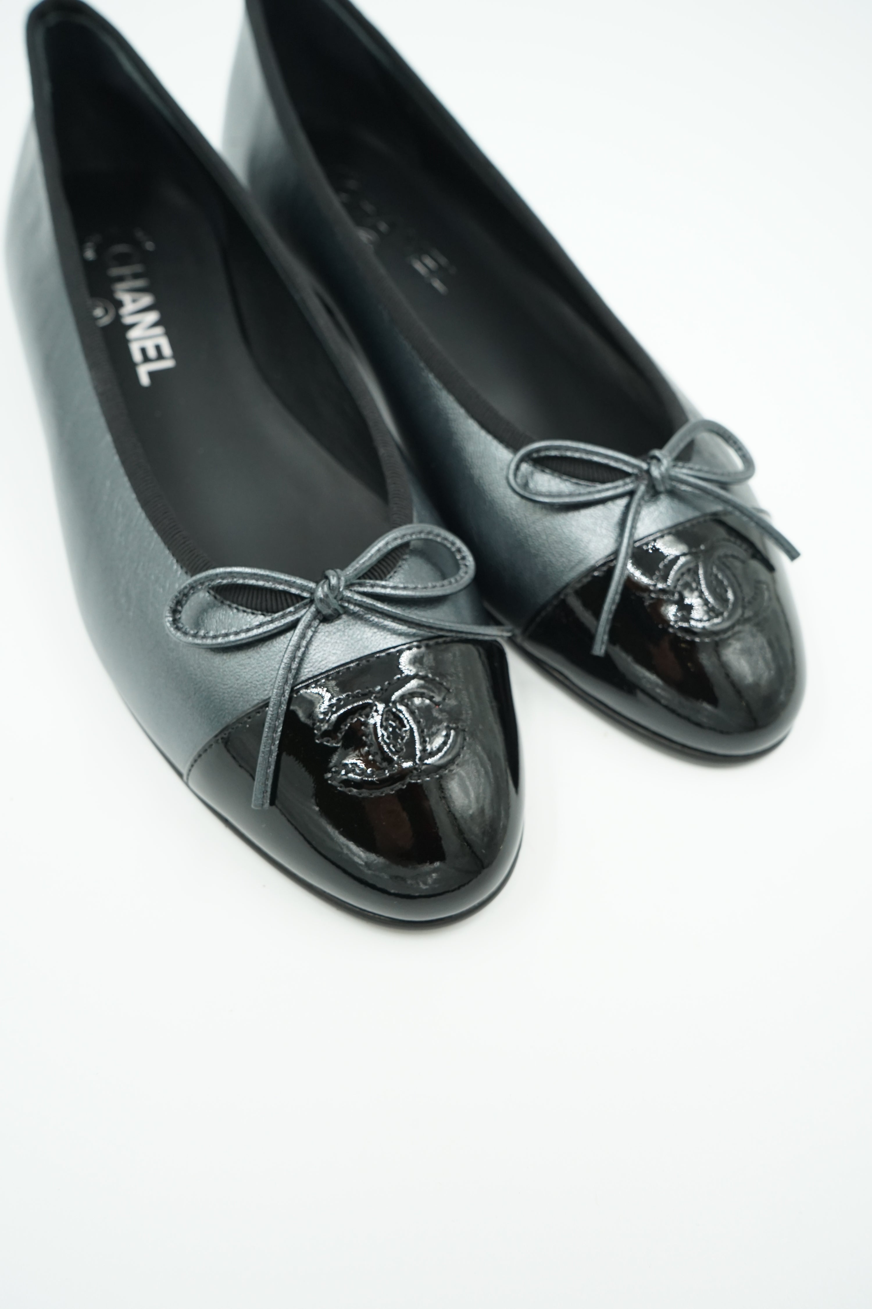 Chanel Logo Cap Toe Ballet Flats