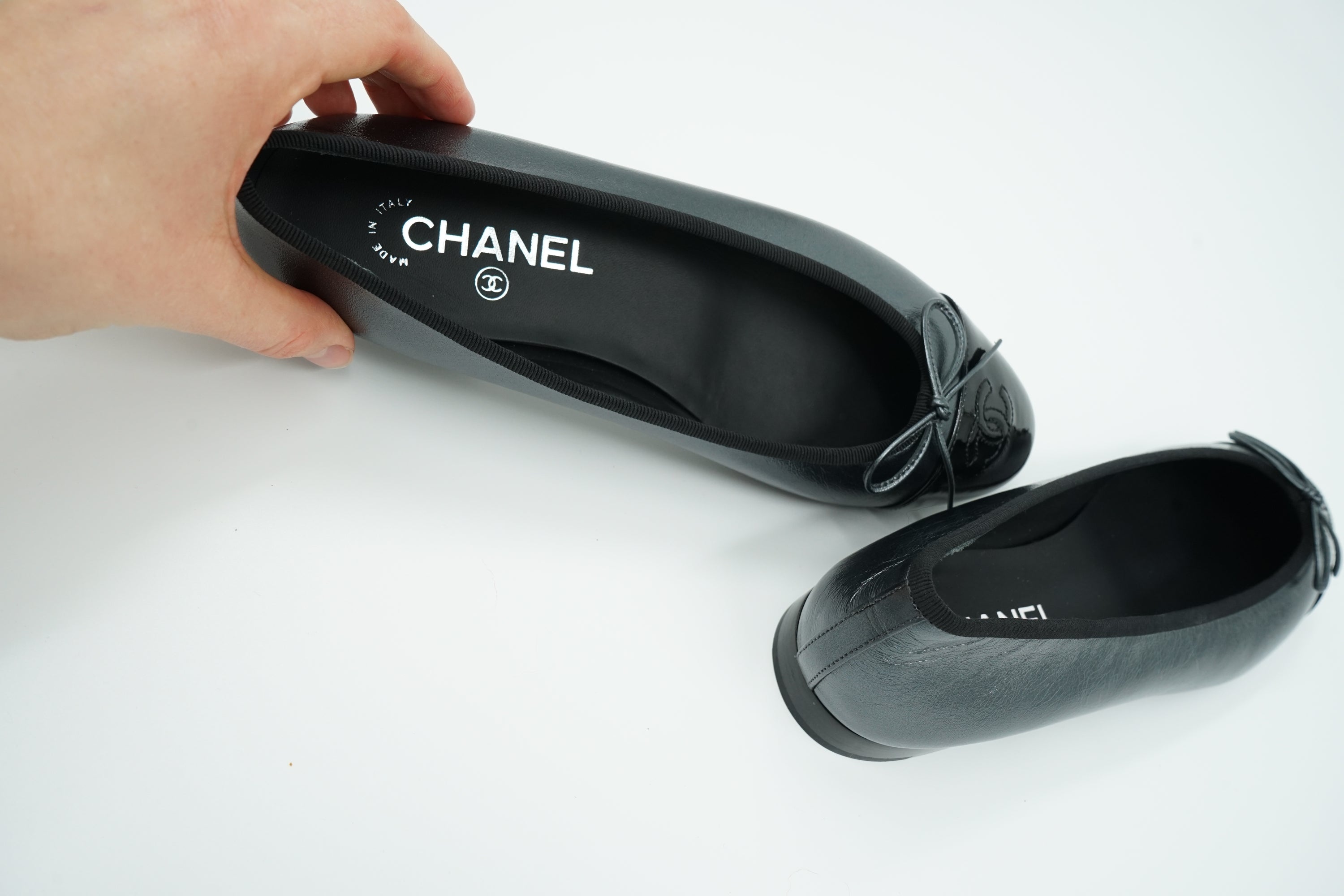 Chanel Logo Cap Toe Ballet Flats