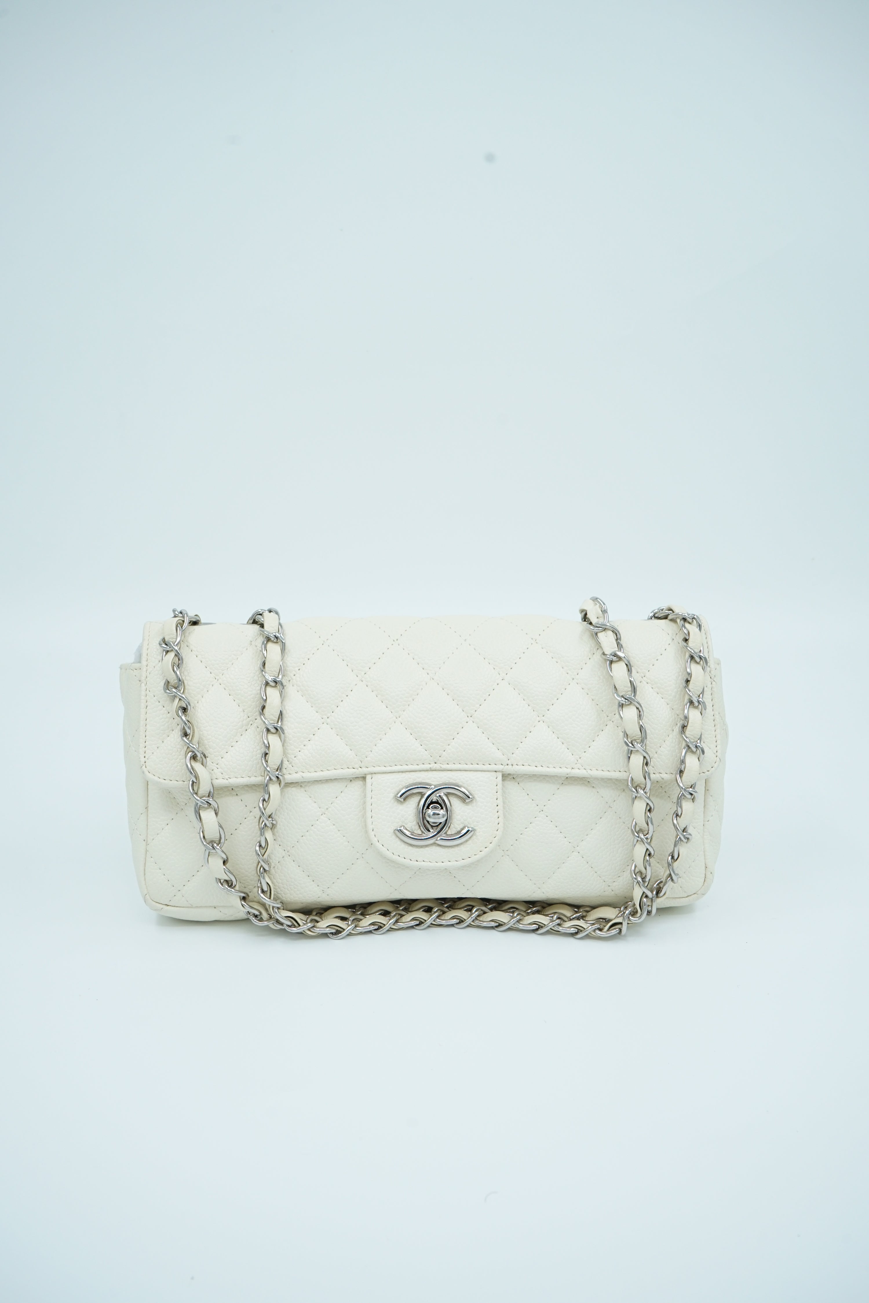 Chanel East West White Caviar Leather