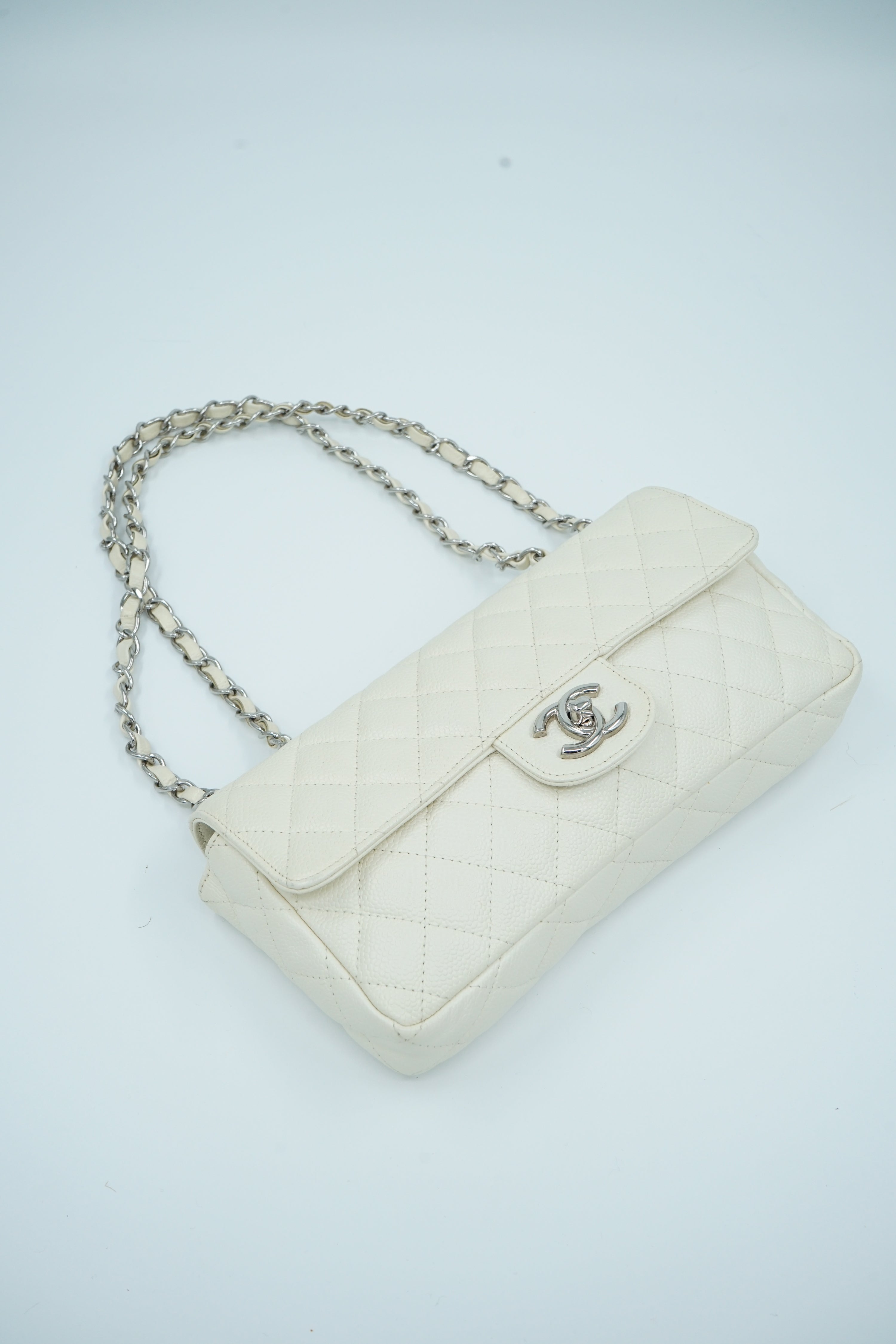 Chanel East West White Caviar Leather