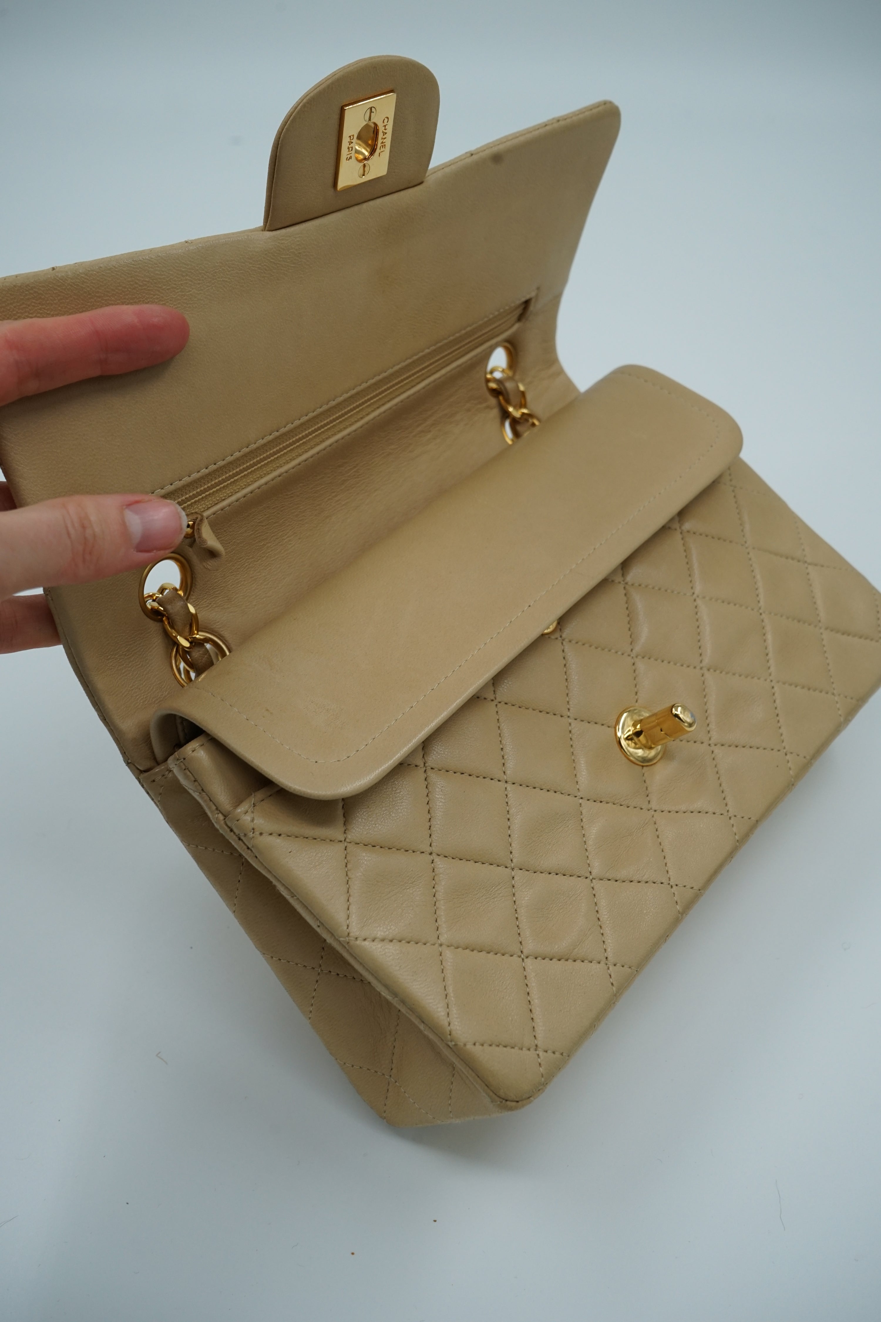 Chanel Double Flap Bag Small Beige
