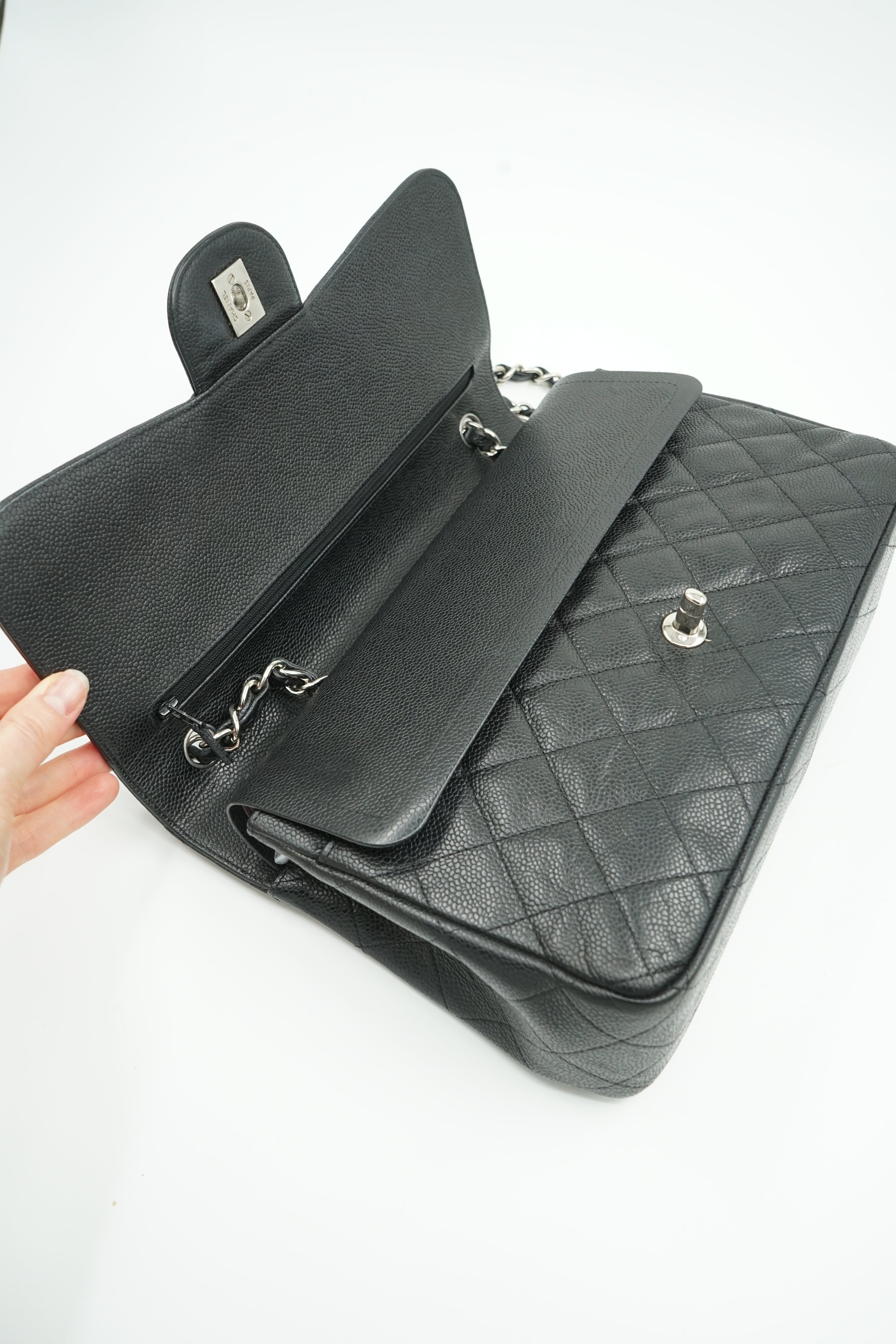 Chanel Jumbo Double Flap Bag Caviar Leather Black