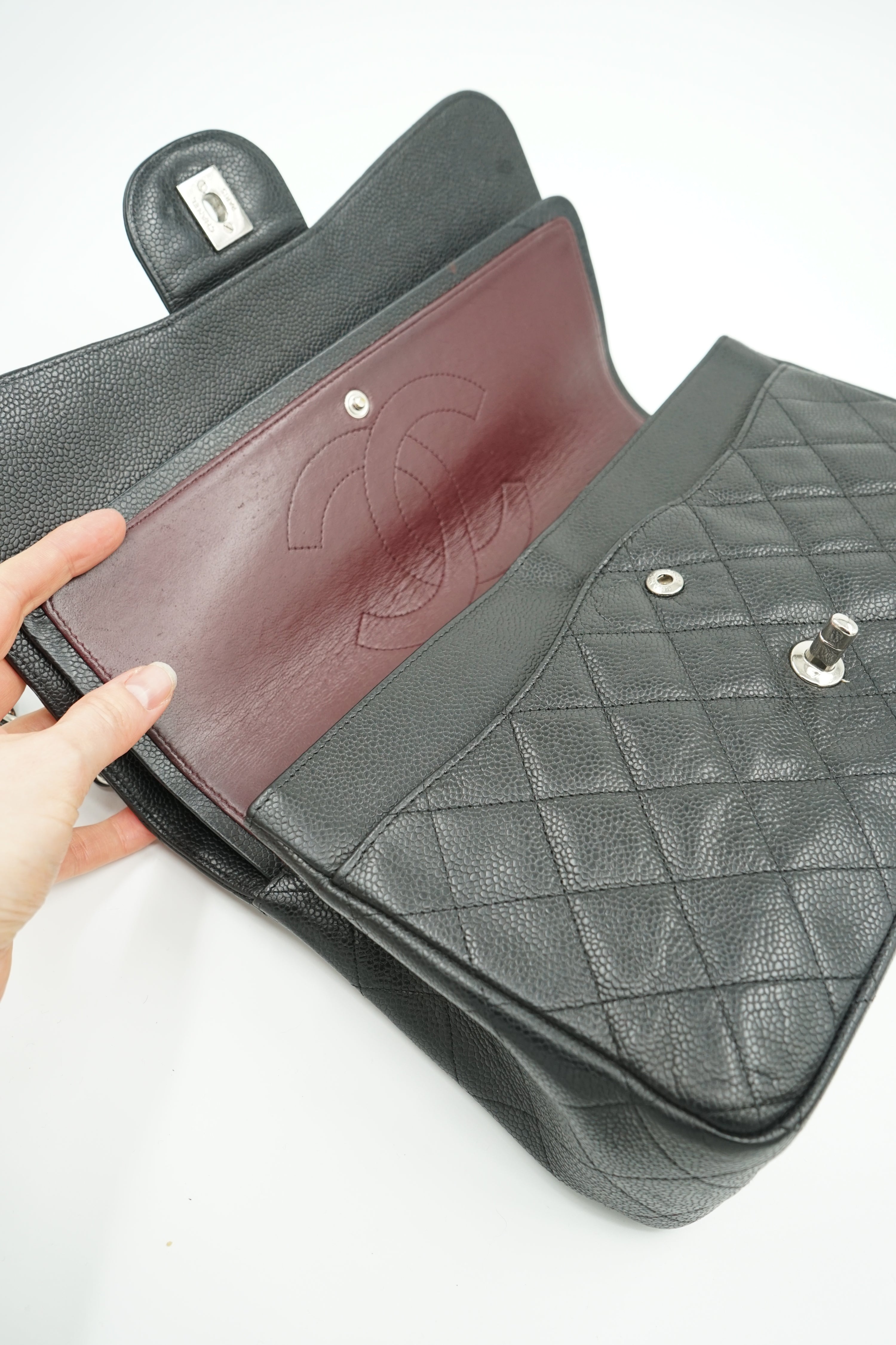 Chanel Jumbo Double Flap Bag Caviar Leather Black
