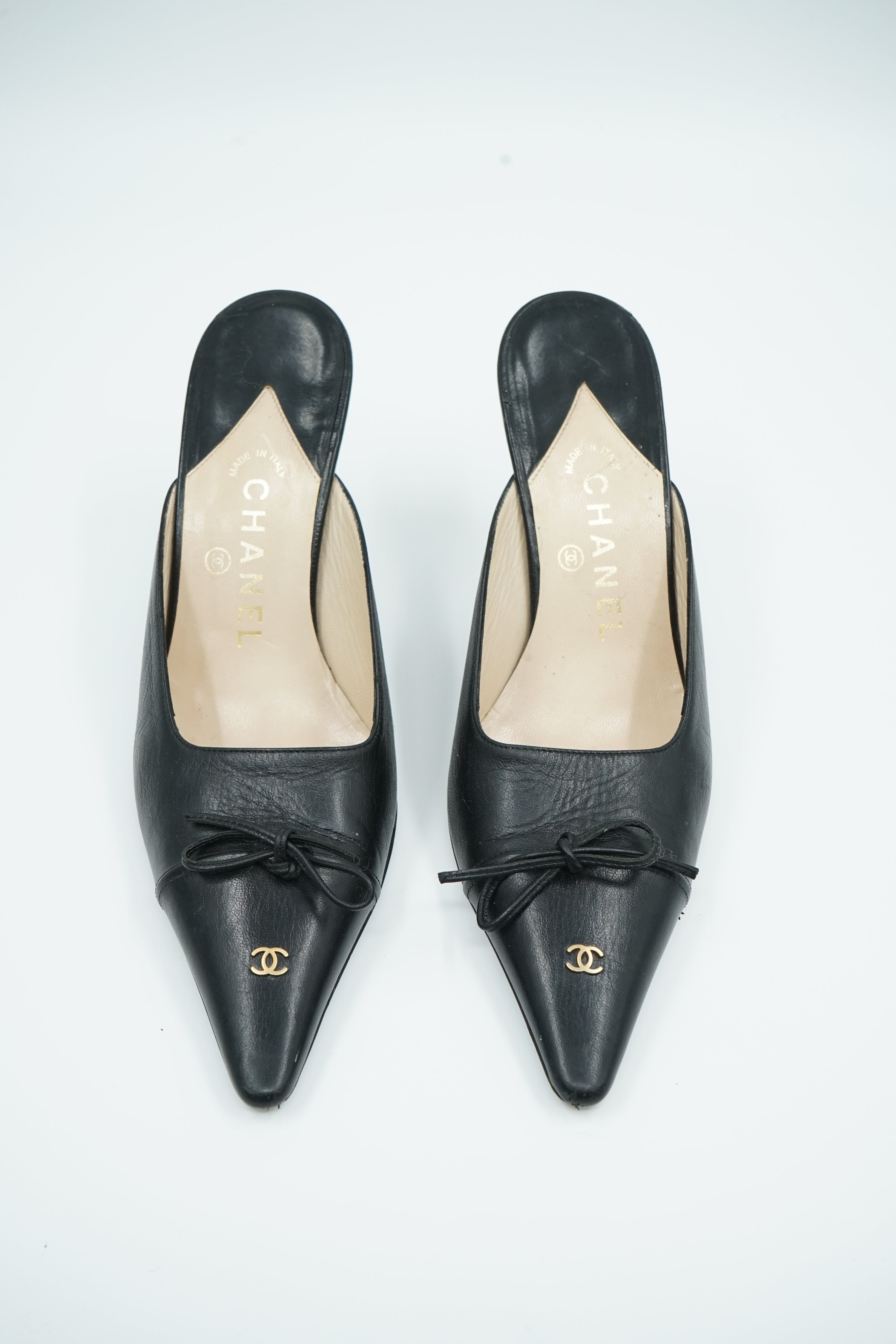 Chanel Logo Mules Black