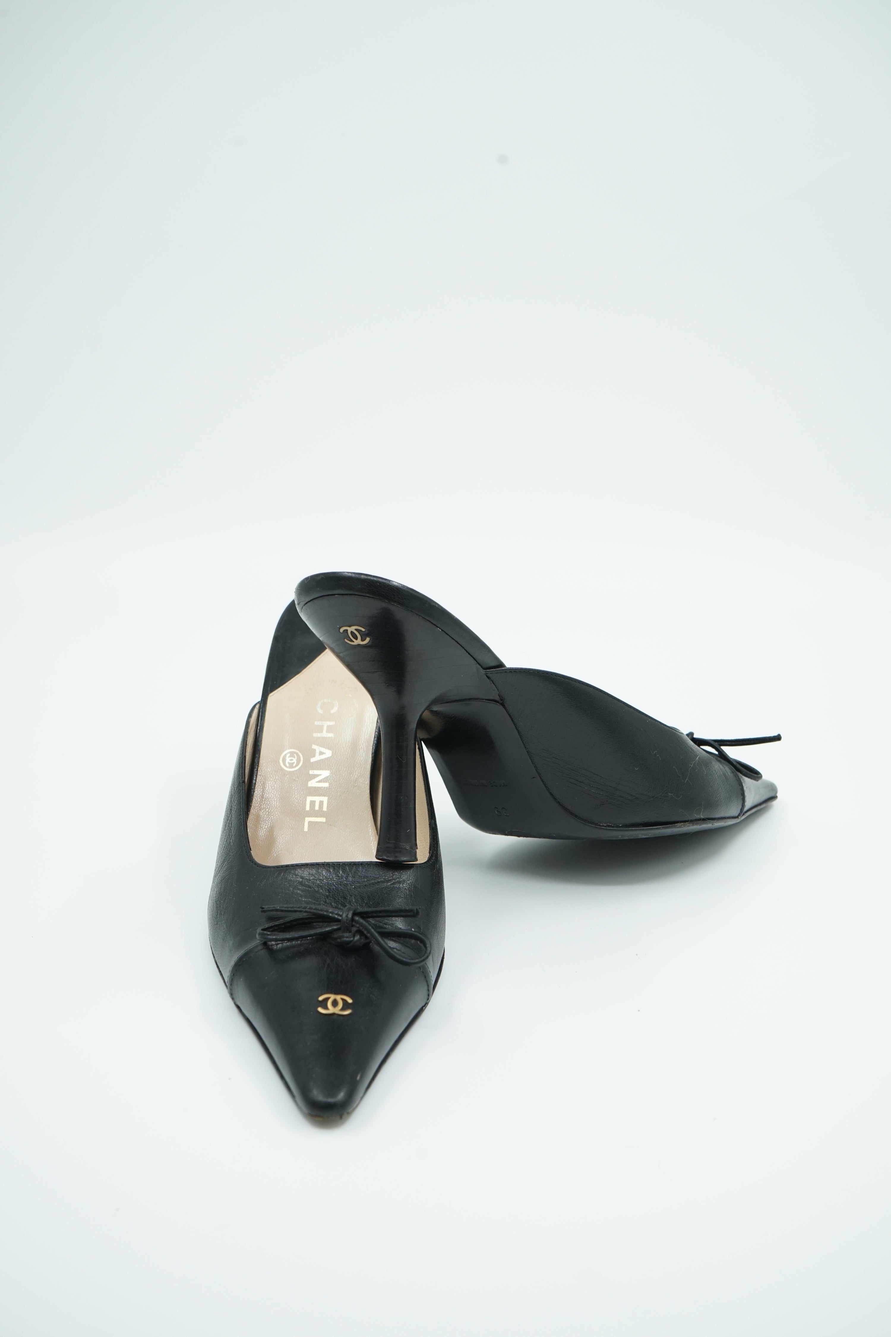Chanel Logo Mules Black