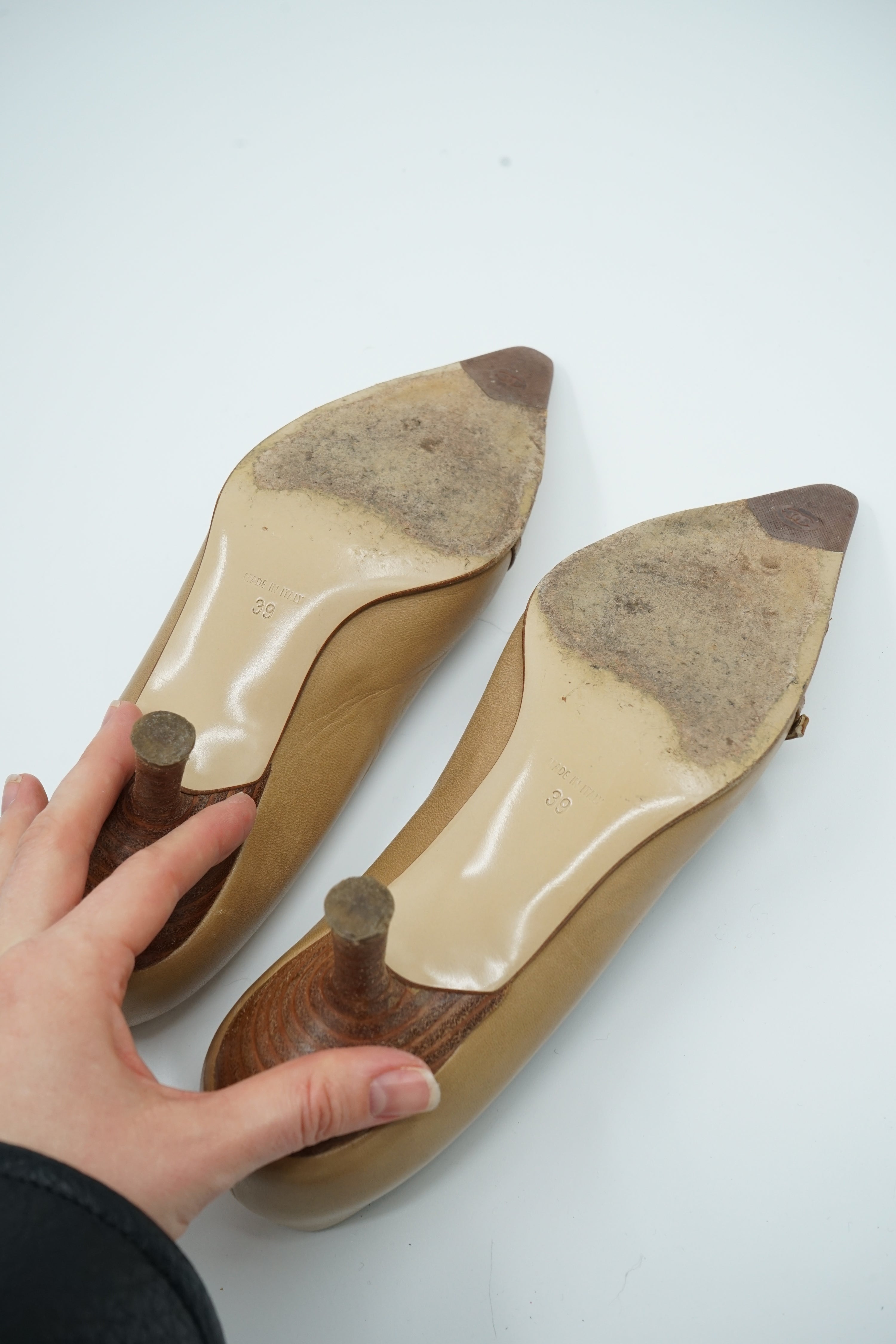 Chanel Croc Detail Kitten Heels Brown