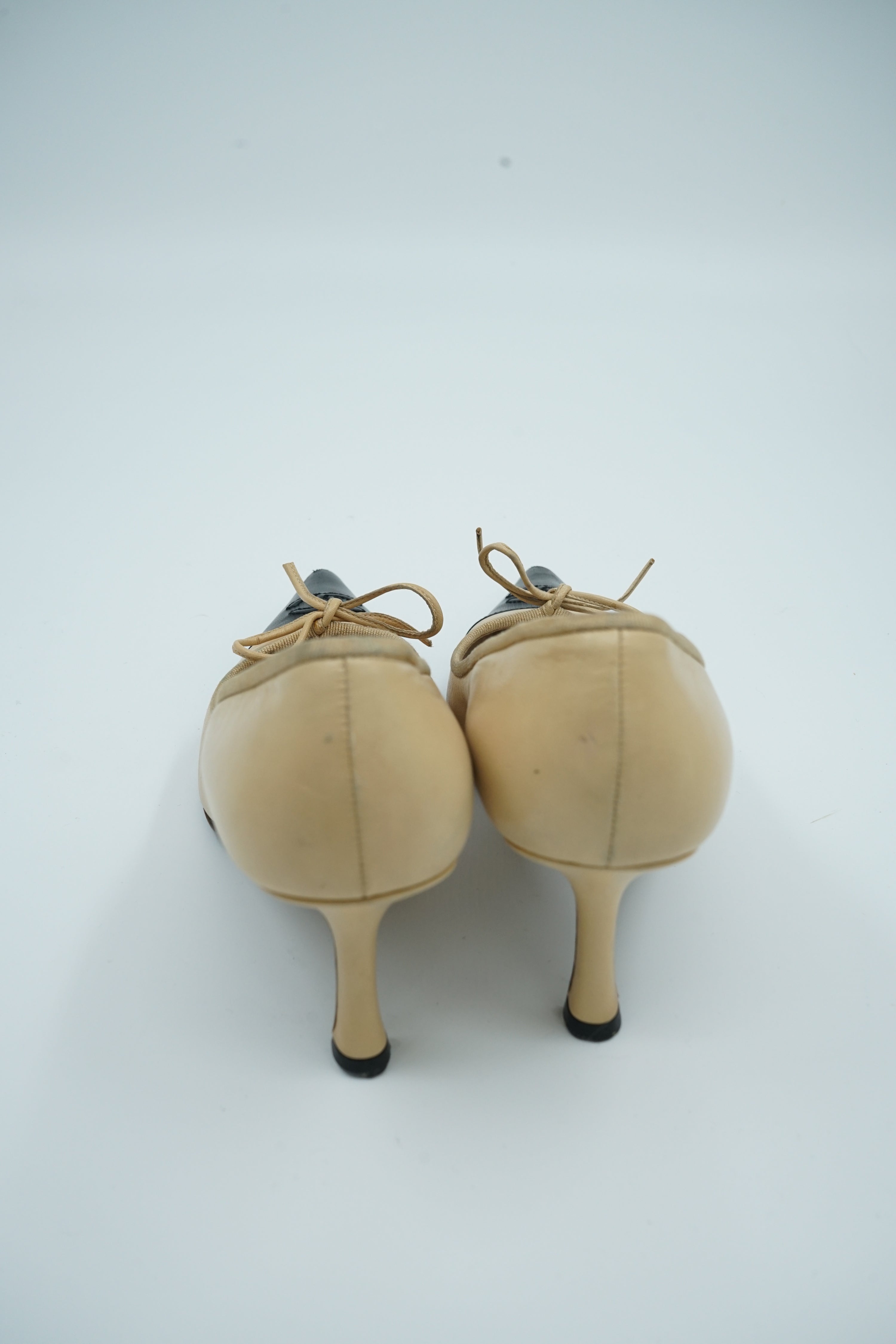 Chanel Logo Cap Toe Pumps Two Toned