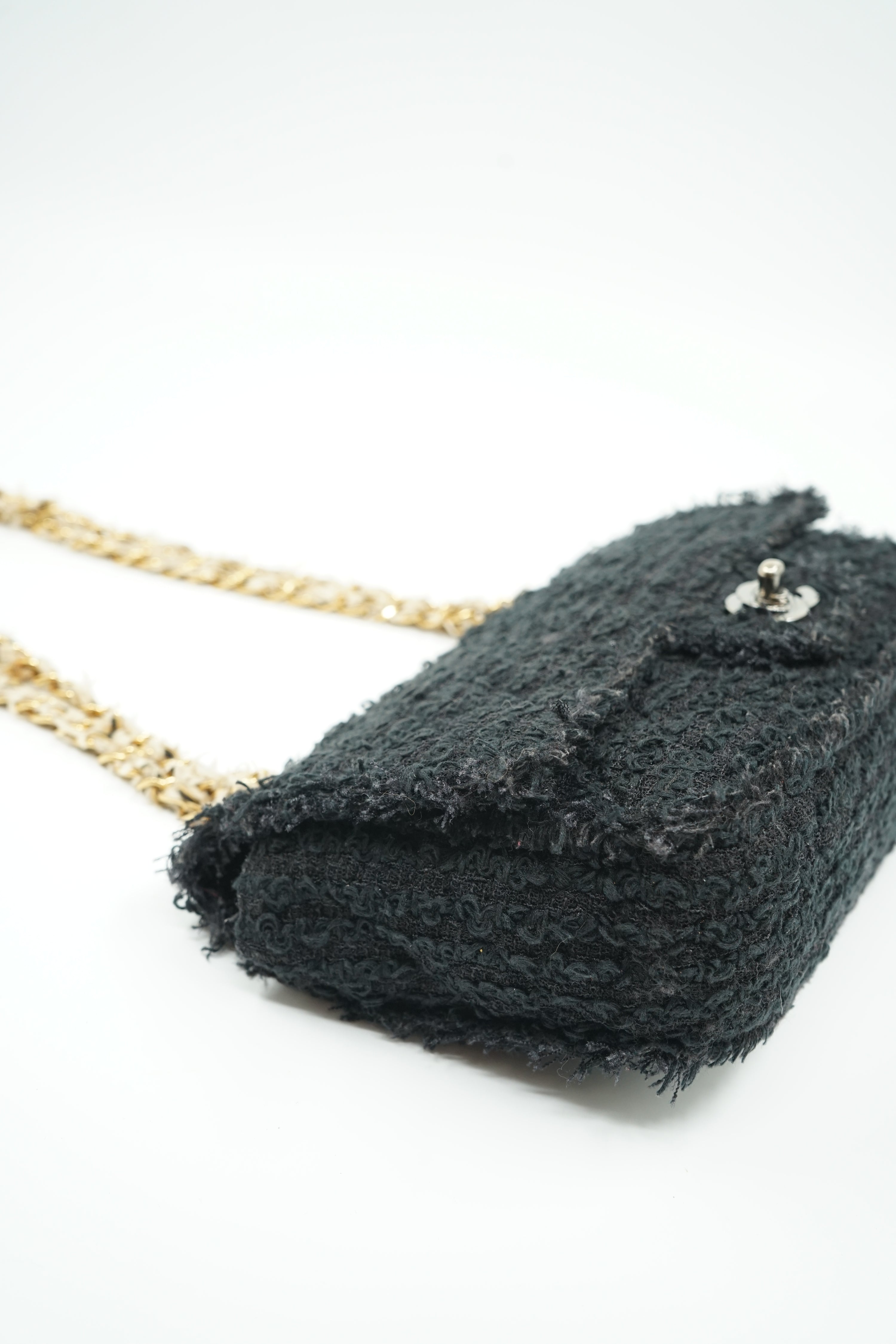 Chanel Tweed Single Flap Bag Black