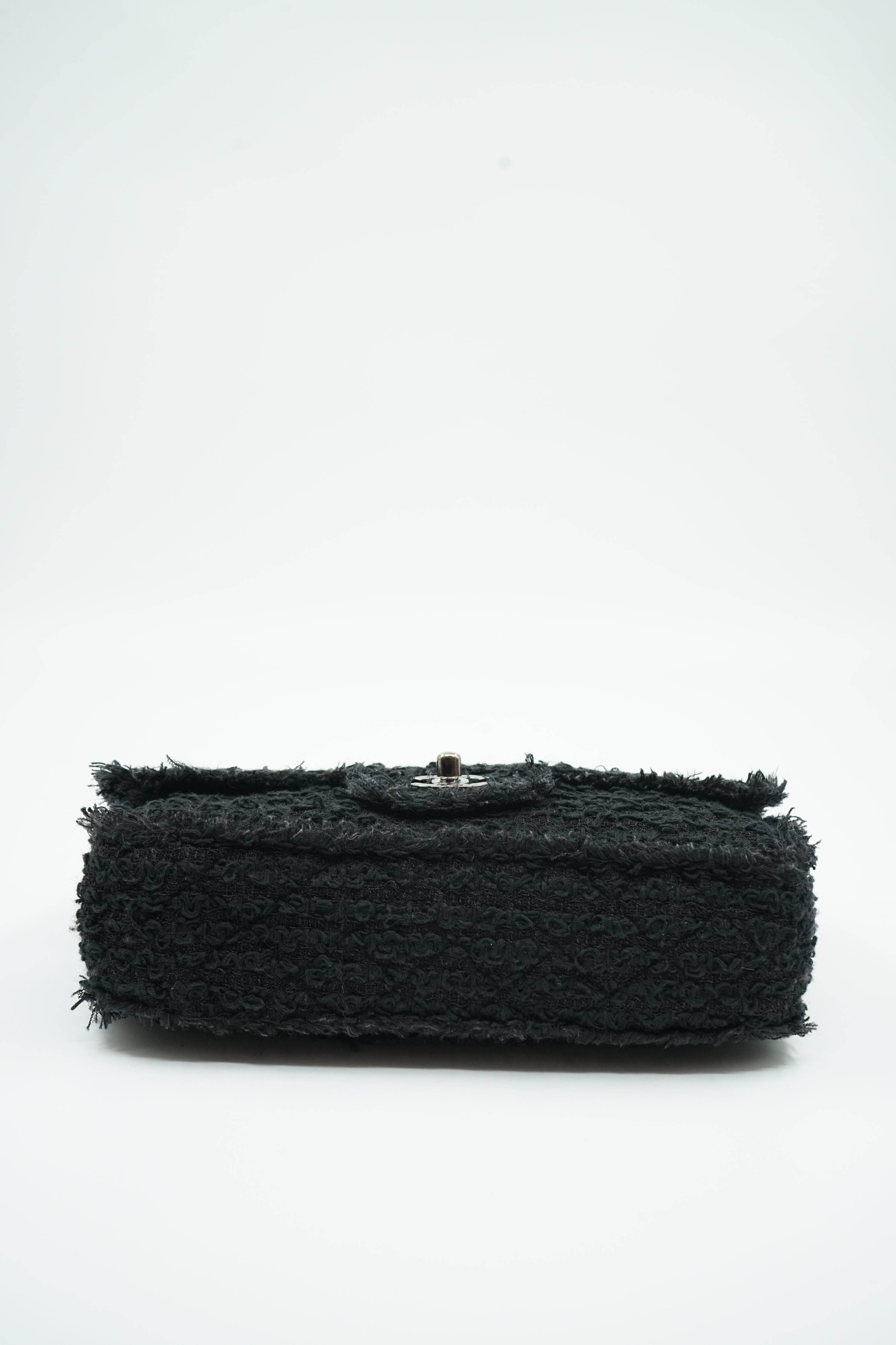 Chanel Tweed Single Flap Bag Black