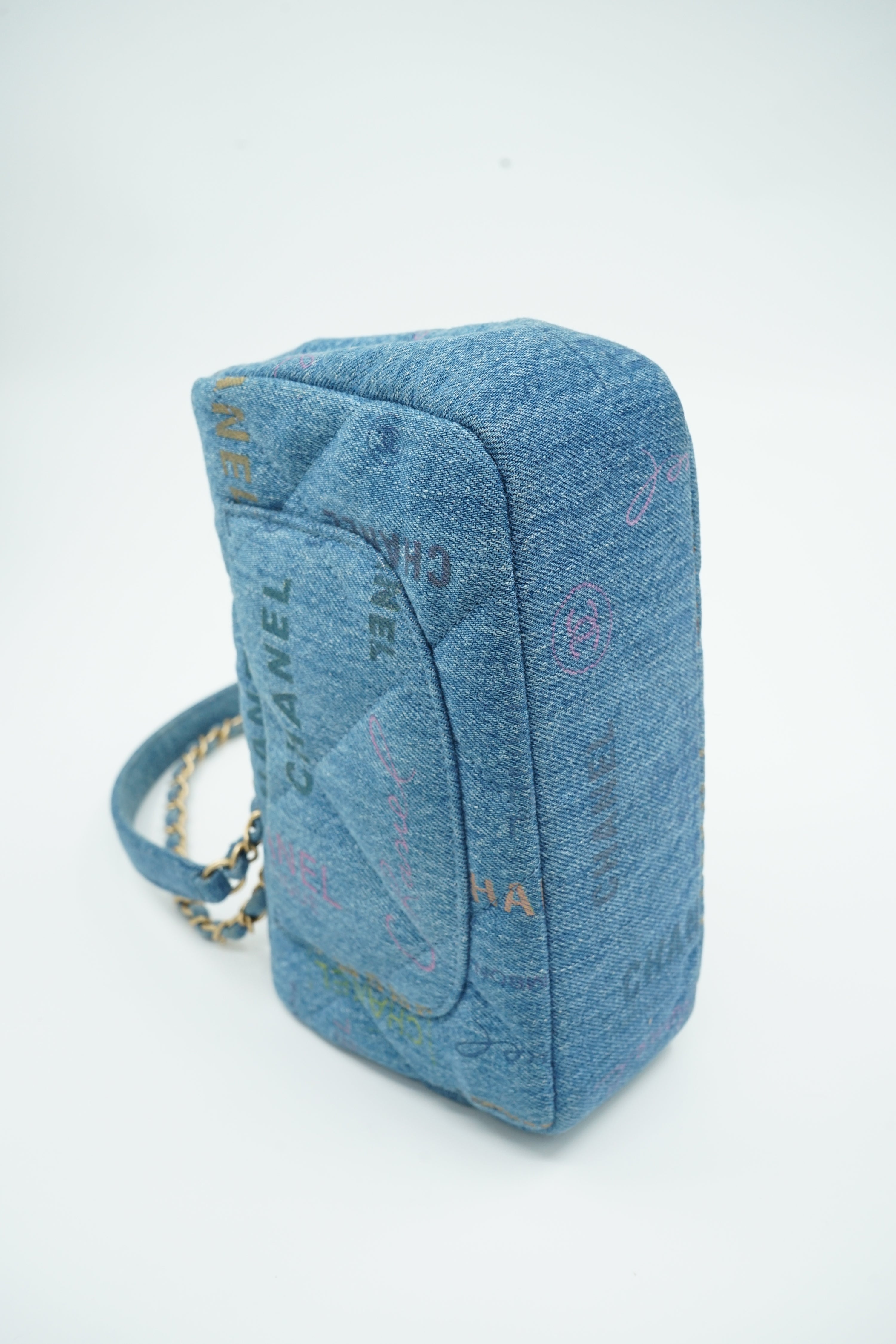 Chanel SS 22 Small Single Flap Bag Printed Denim