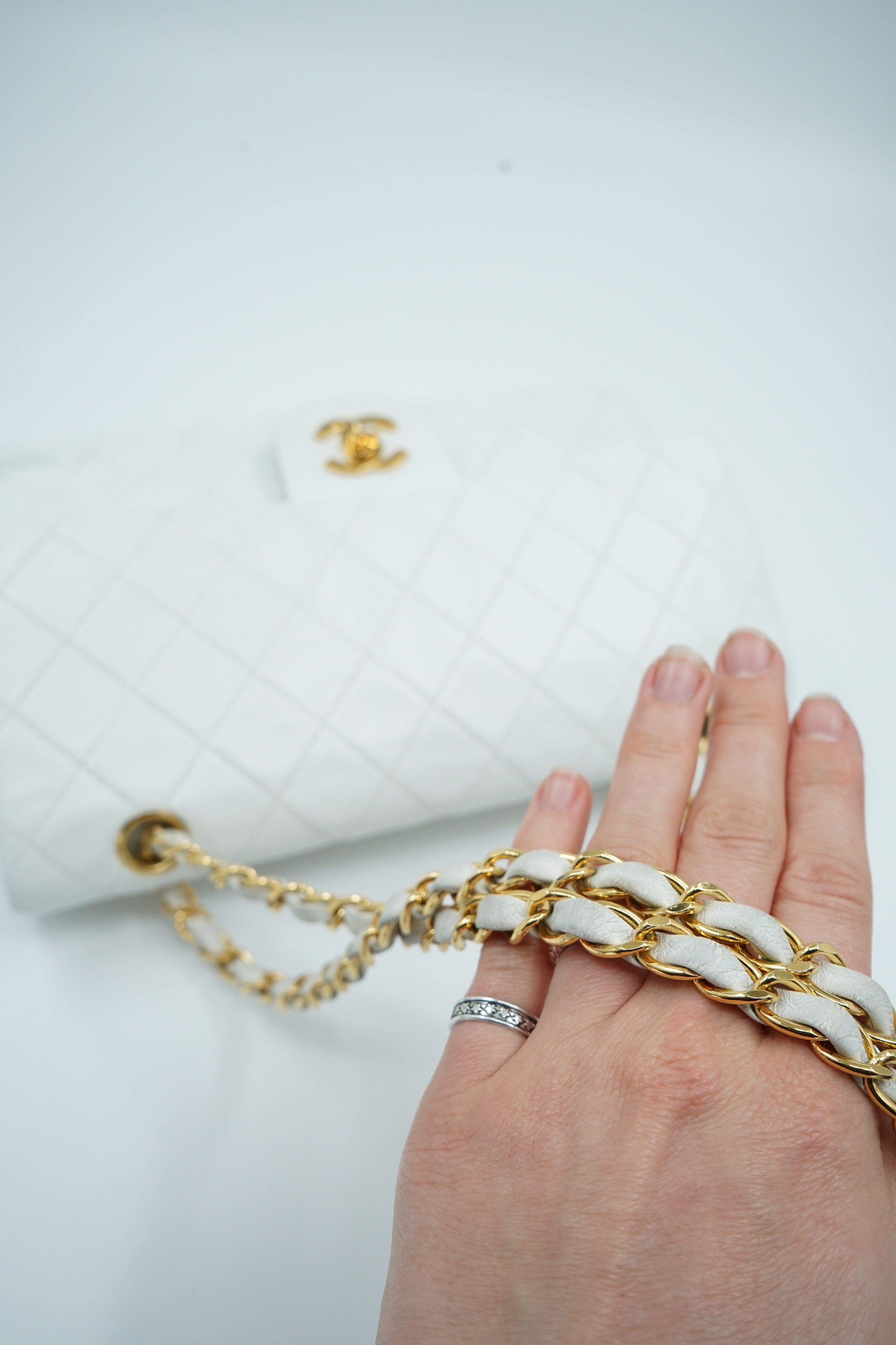 Chanel Medium Double Flap Bag White