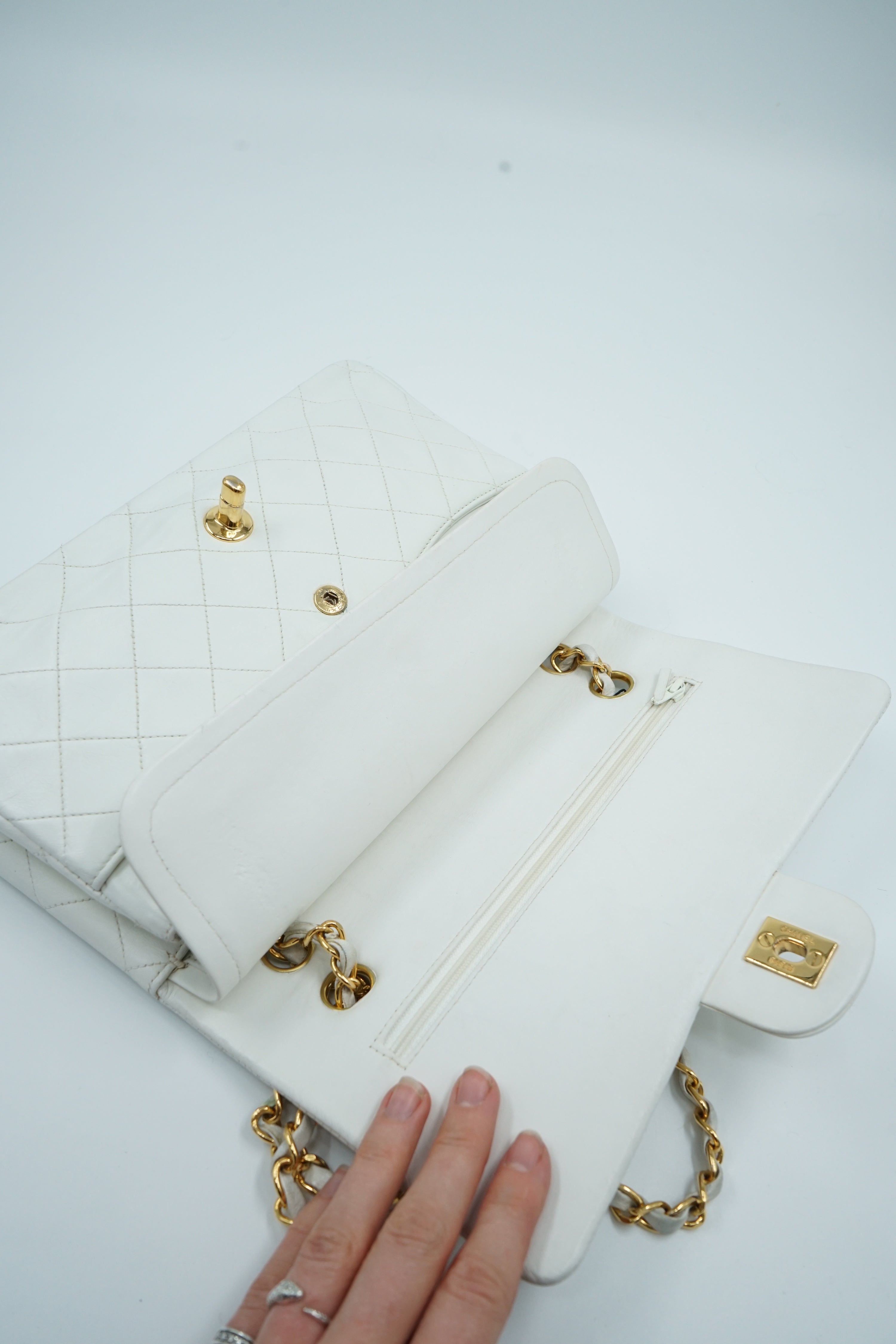 Chanel Medium Double Flap Bag White