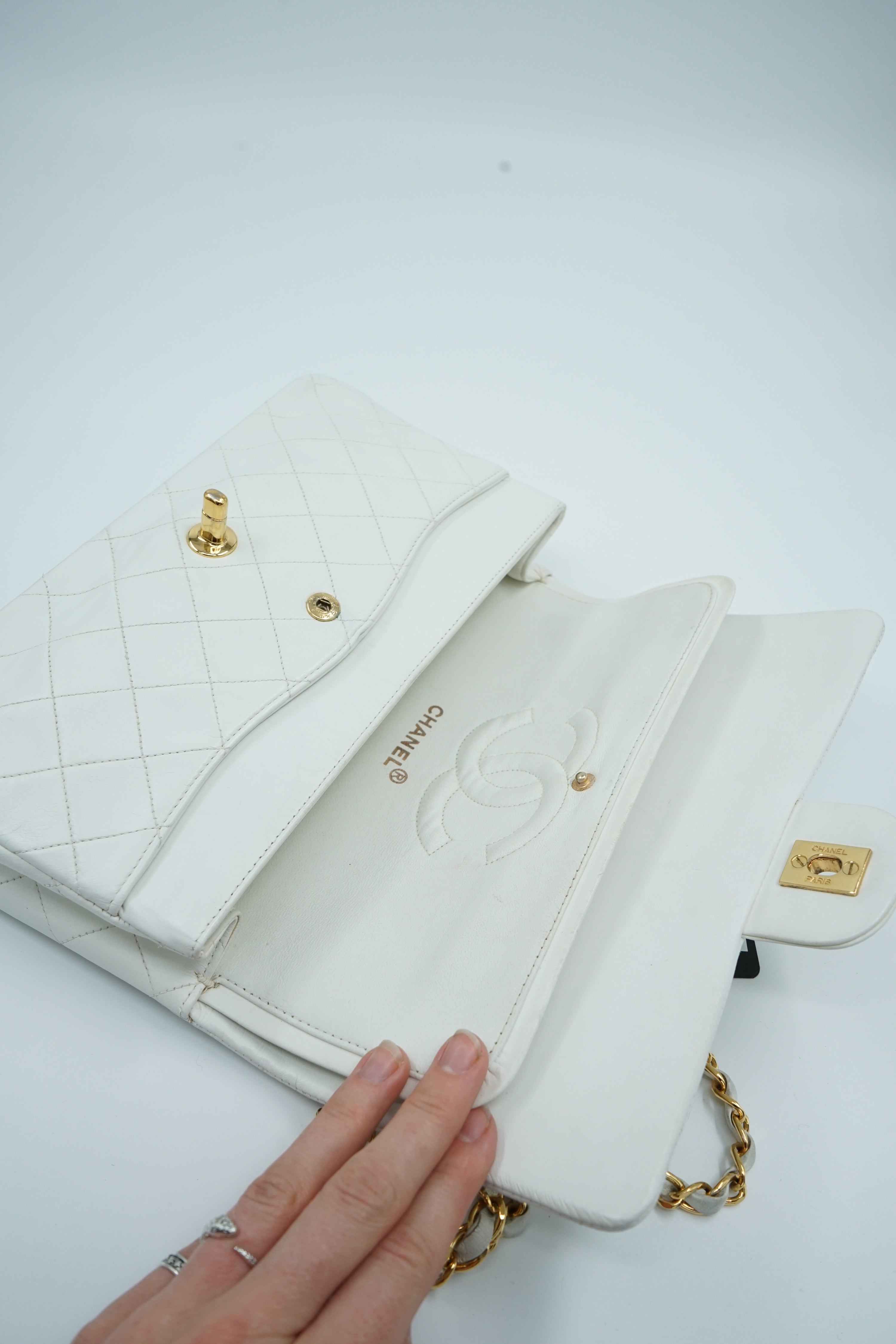 Chanel Medium Double Flap Bag White