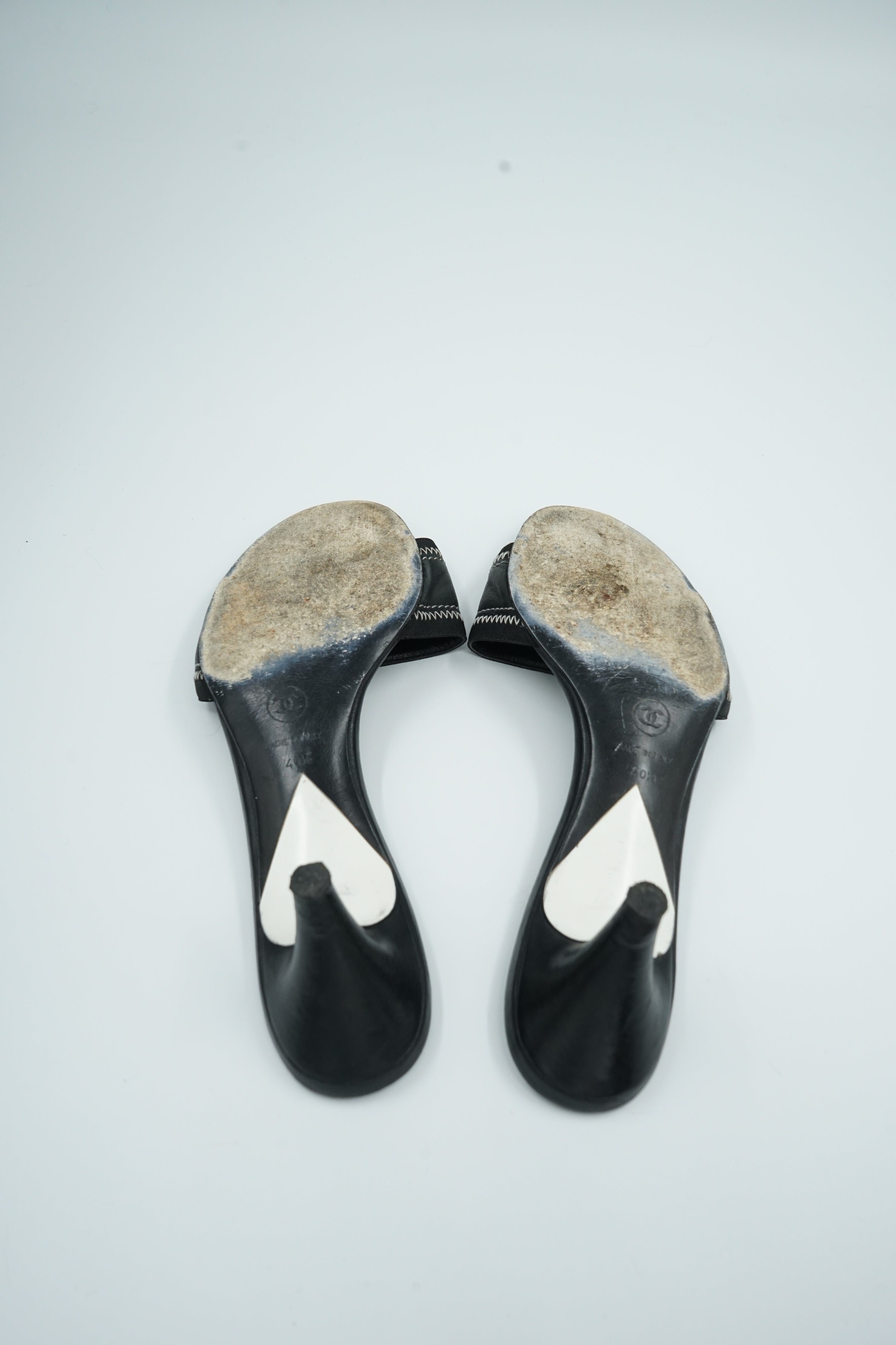 chanel logo mules