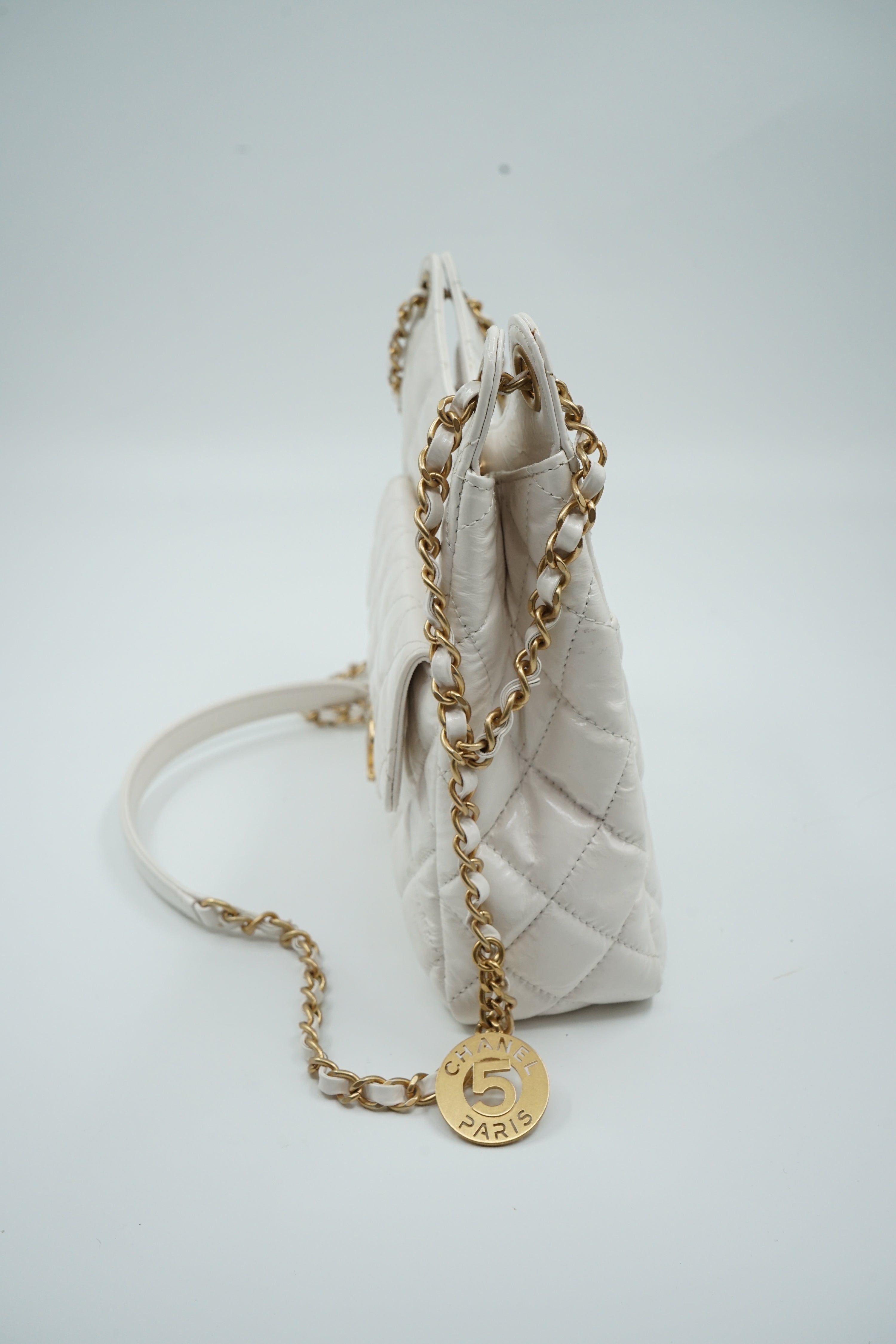 Chanel White Wavy Hobo Bag Small